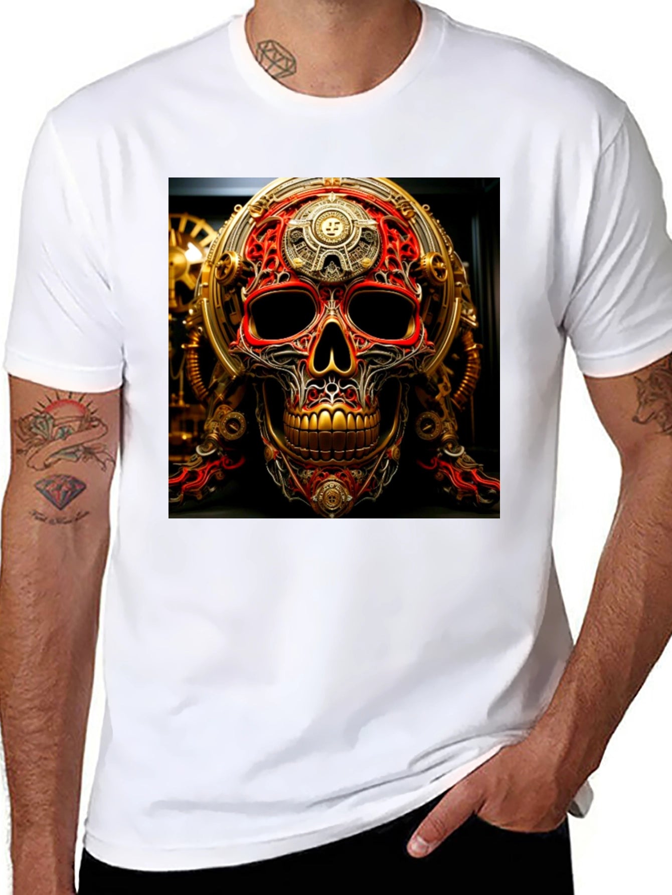 Steampunk Skull Graphic Tee - Unique Design
