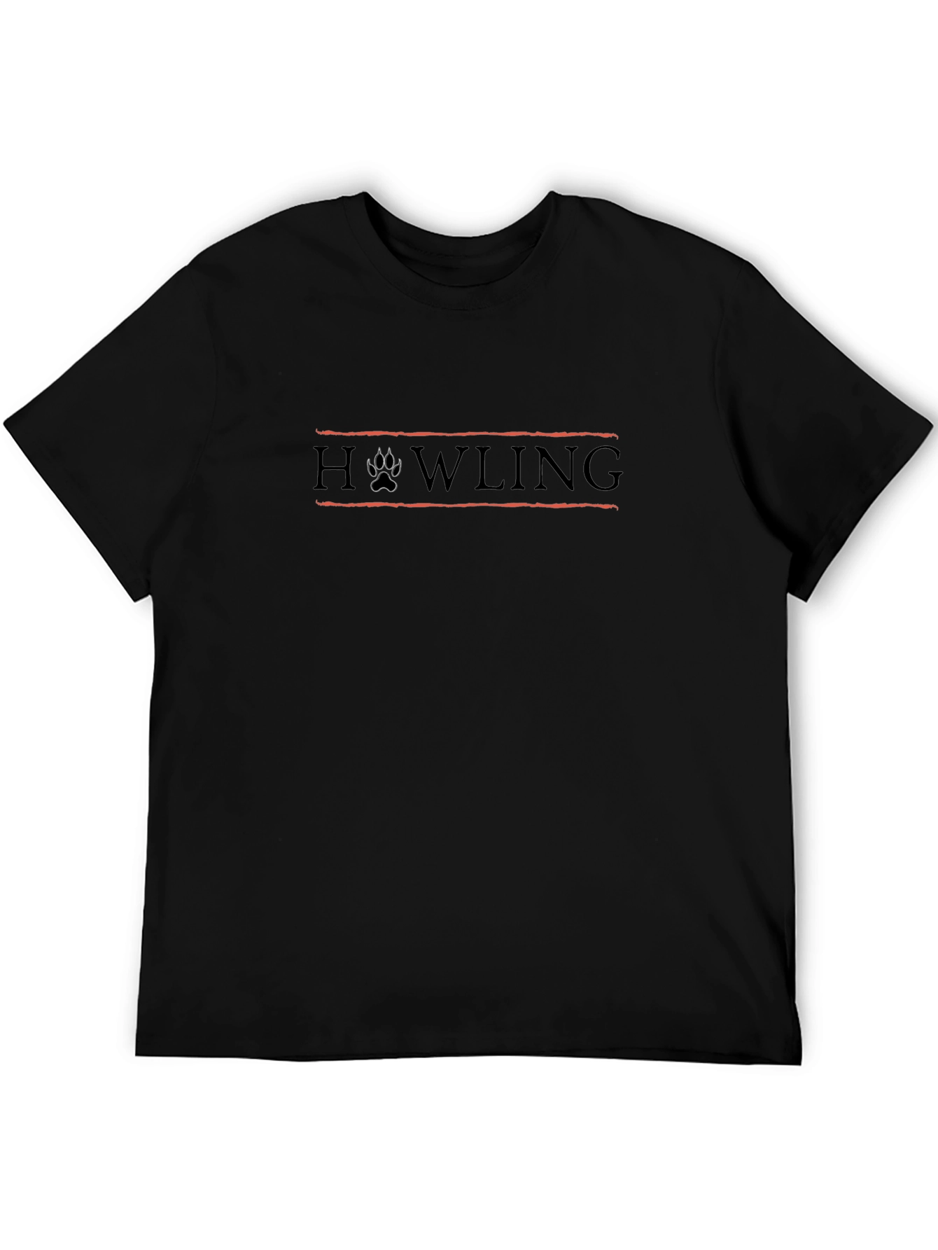 Howling Paw Print Black T-Shirt