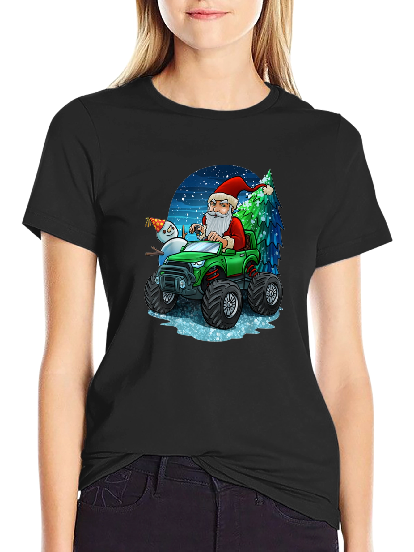 Santas Monster Truck Christmas T-Shirt