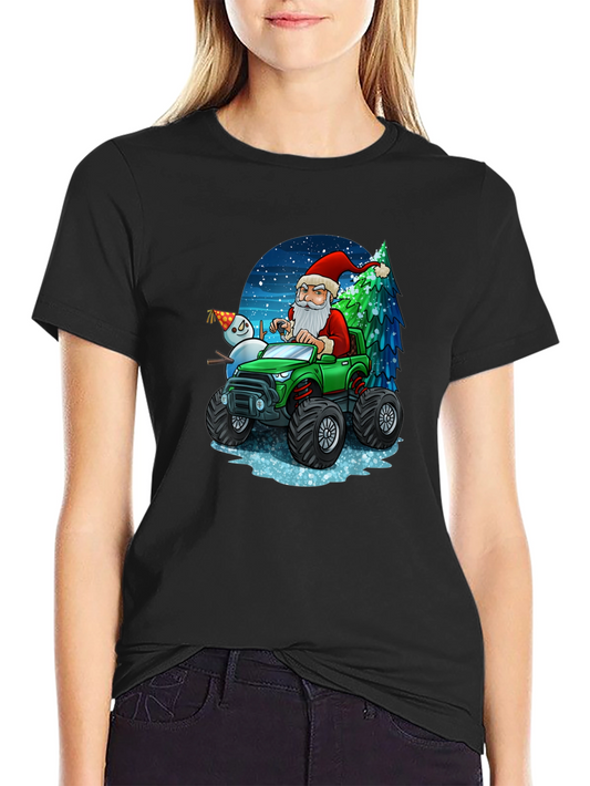 Santas Monster Truck Christmas T-Shirt