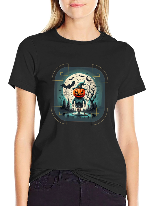 Halloween Pumpkin Head Graphic Tee - Mens Black T-Shirt