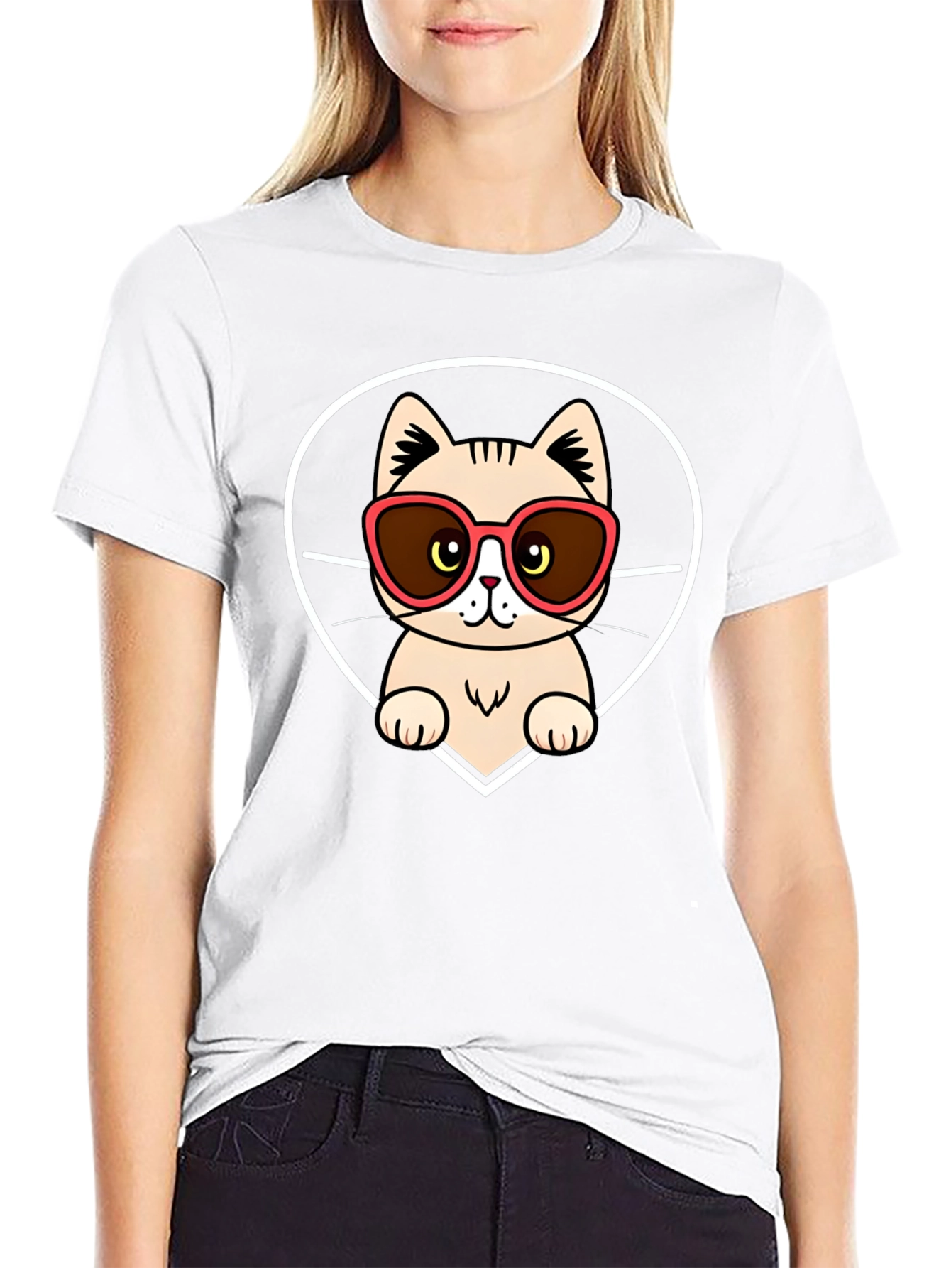 Cool Cat in Shades Graphic Tee - Black