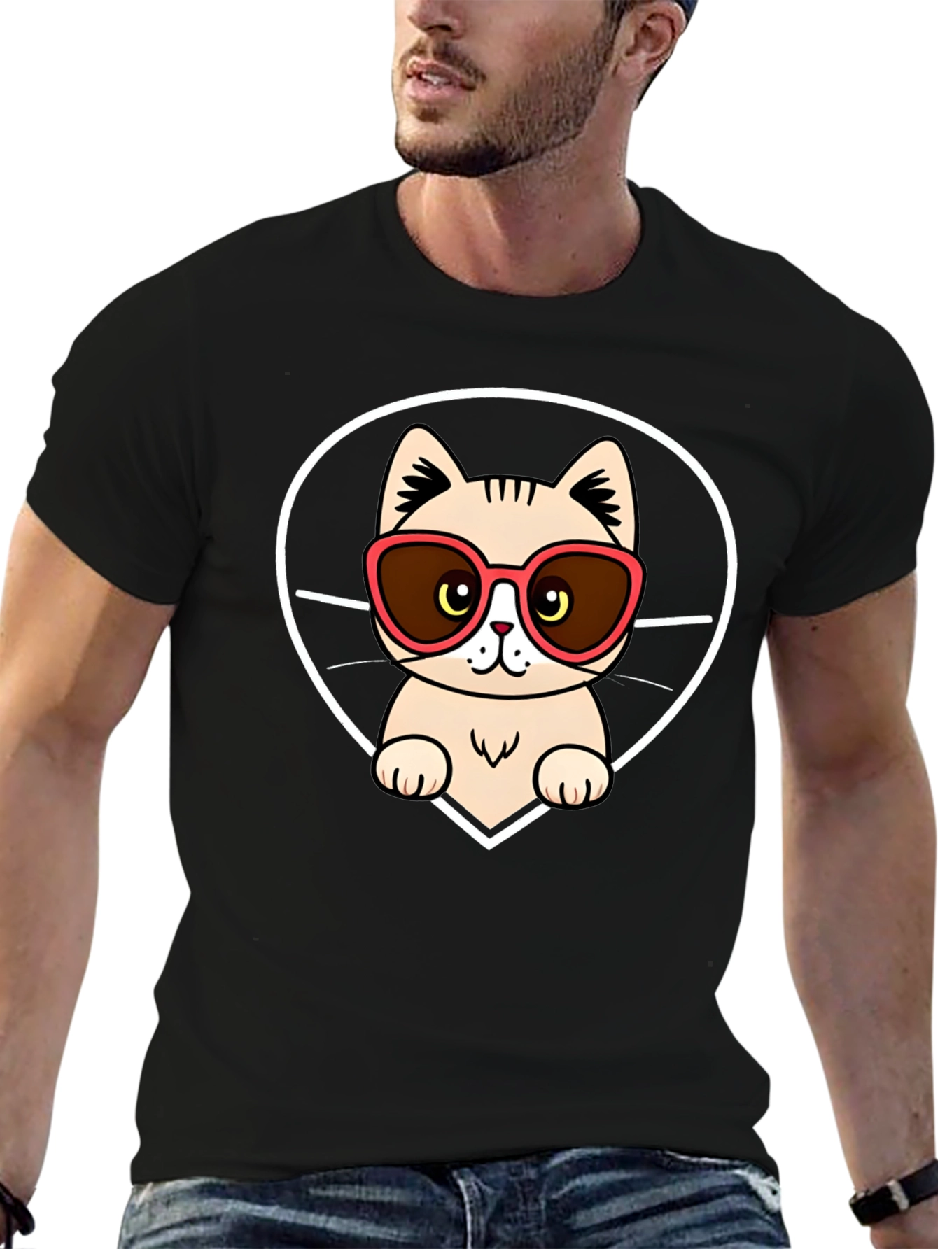Cool Cat in Shades Graphic Tee - Black