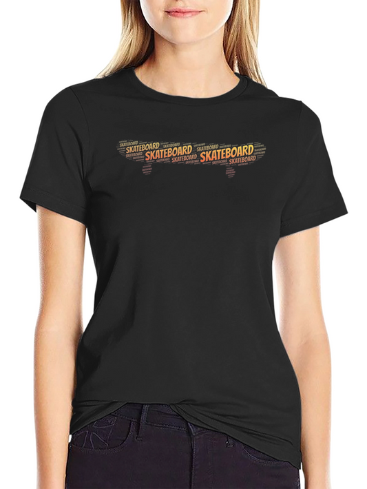 Skateboard Typography Graphic Tee - Cool Black T-Shirt