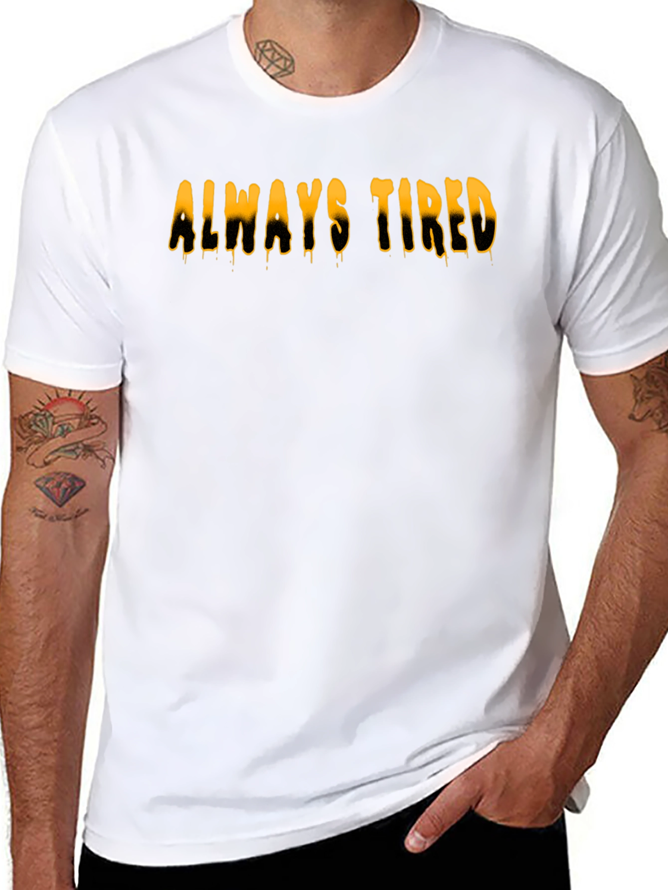 Always Tired Graphic Tee - Black Cotton Casual T-Shirt