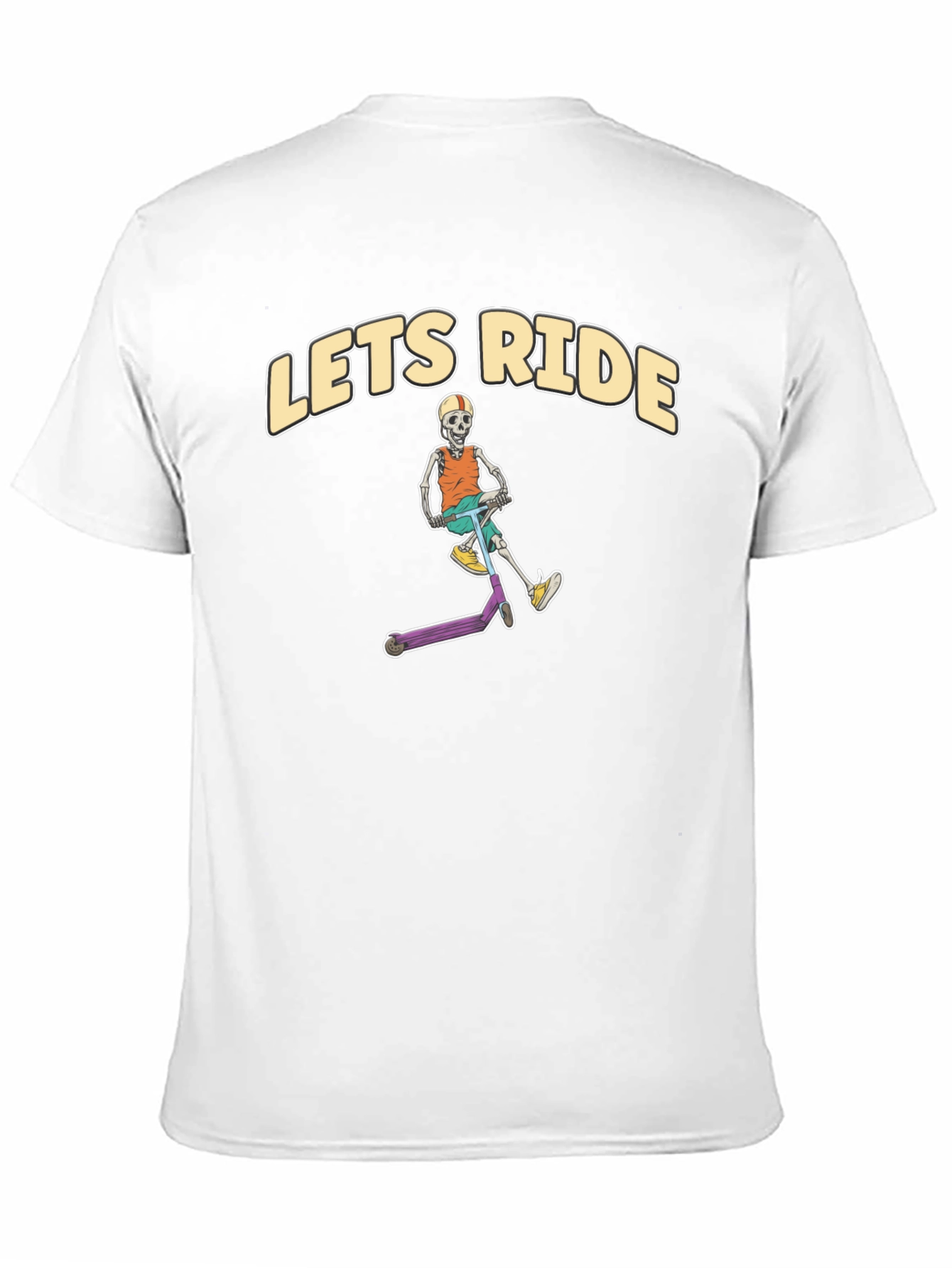 Lets Ride Skeleton Scooter Black T-Shirt