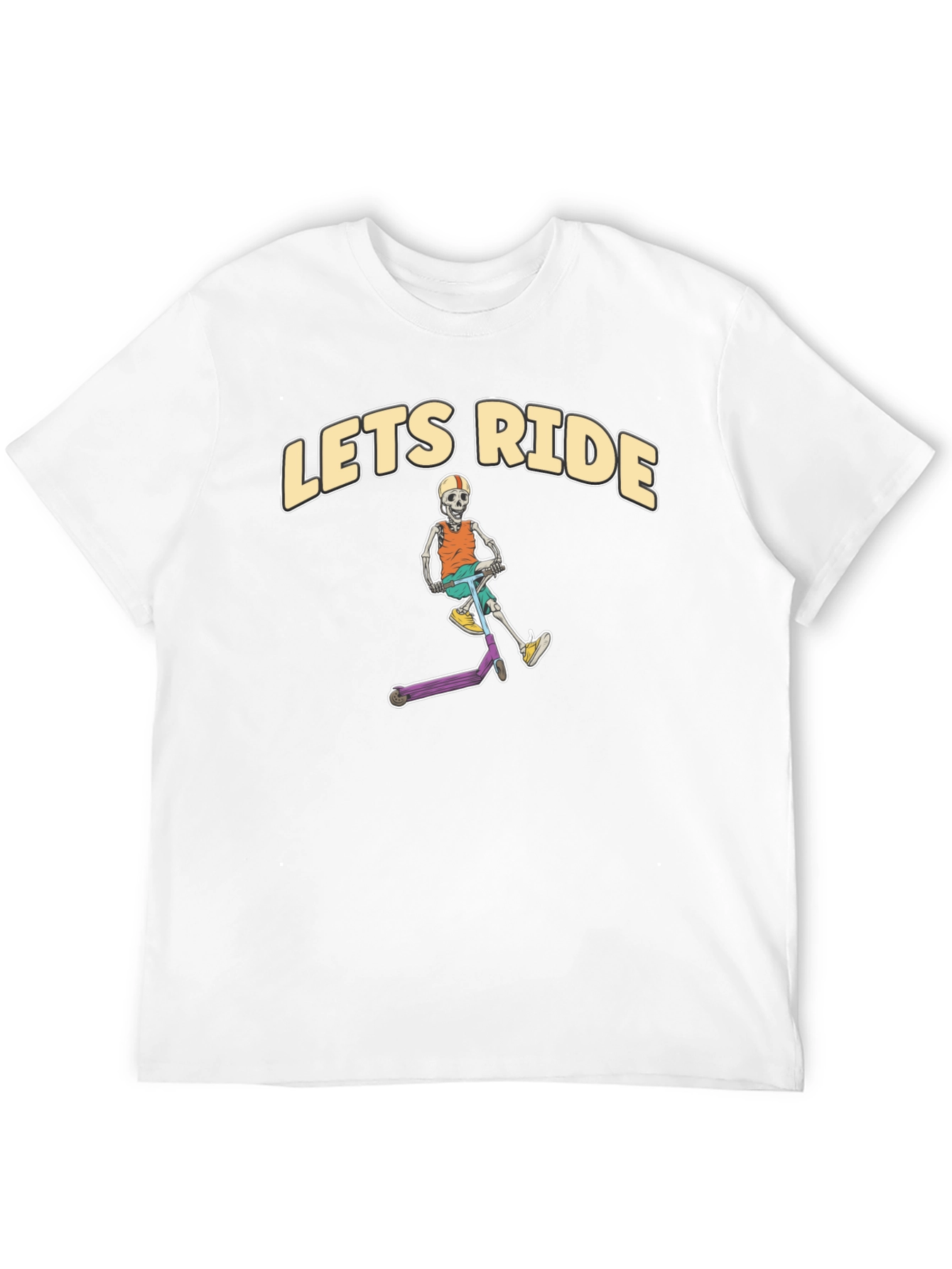 Lets Ride Skeleton Scooter Black T-Shirt