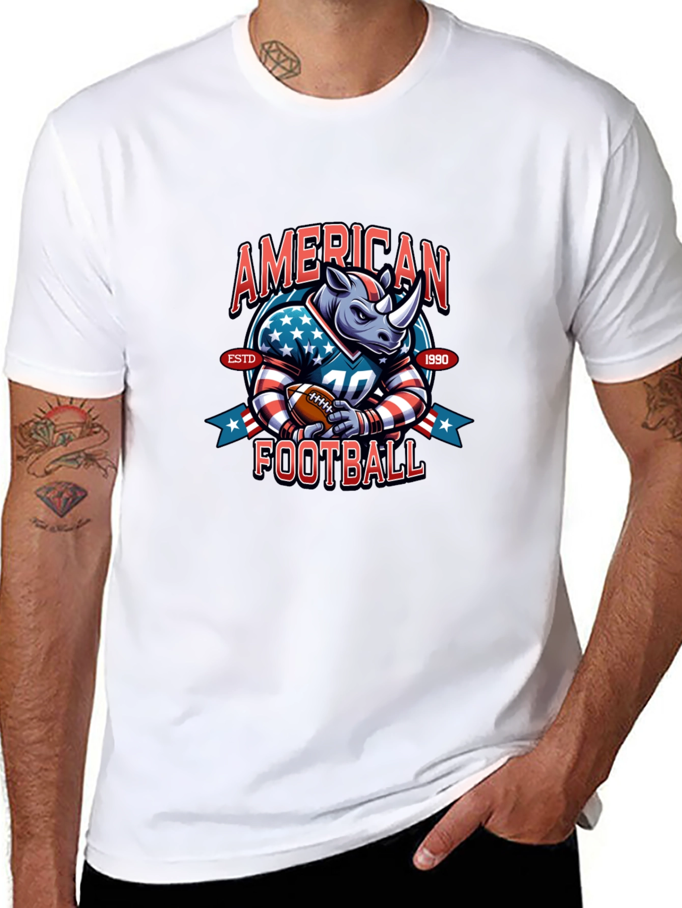 American Football Rhino T-Shirt - Novelty Sports Tee