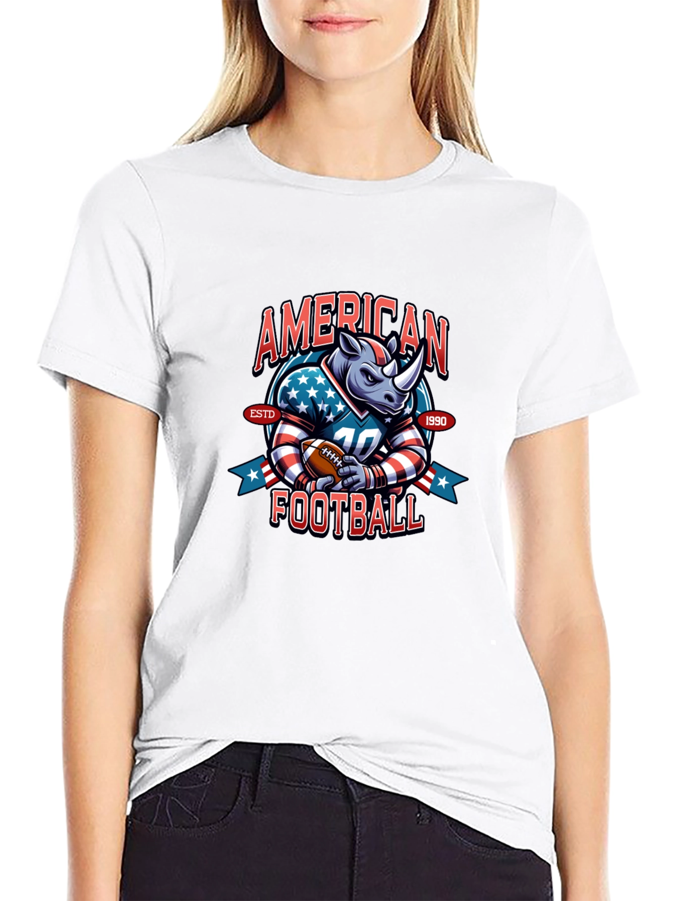 American Football Rhino T-Shirt - Novelty Sports Tee