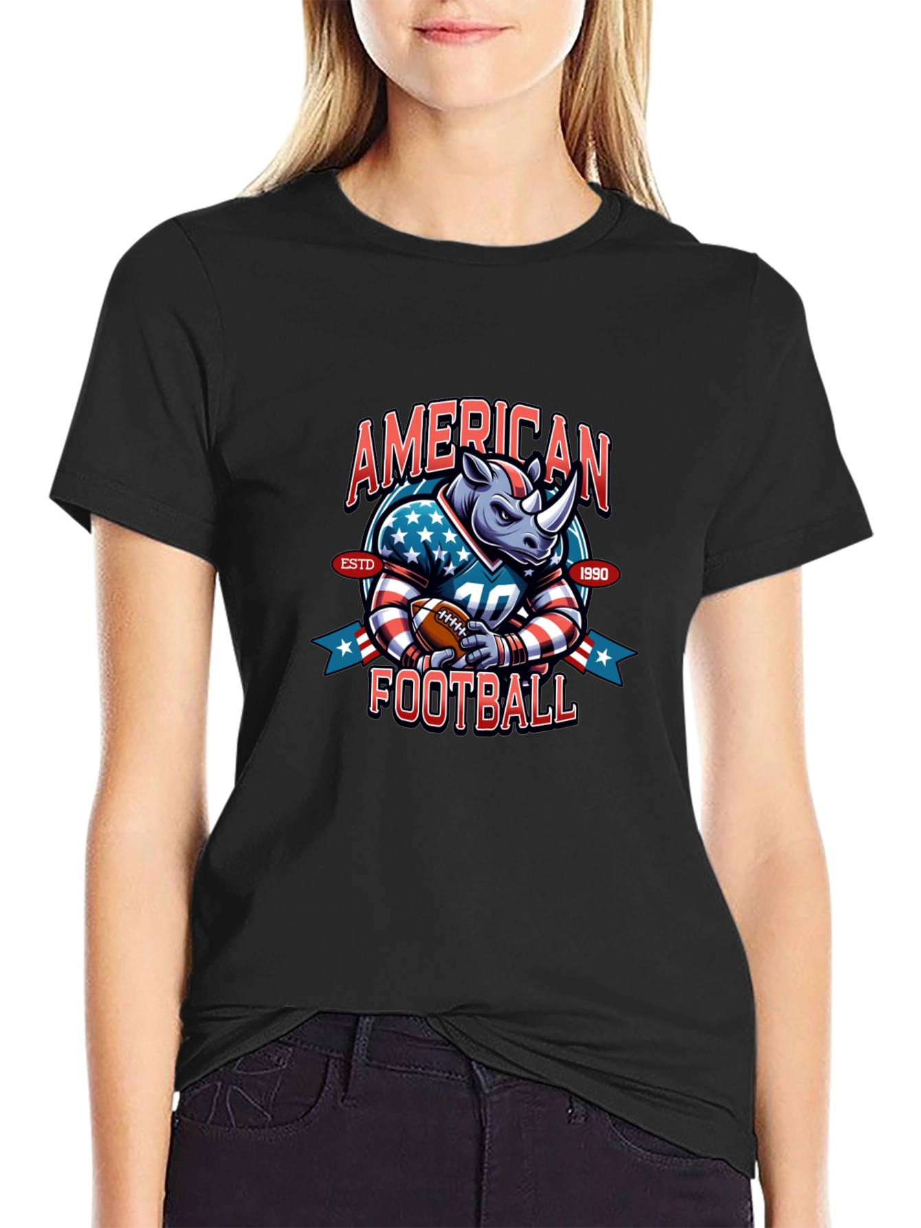 American Football Rhino T-Shirt - Novelty Sports Tee