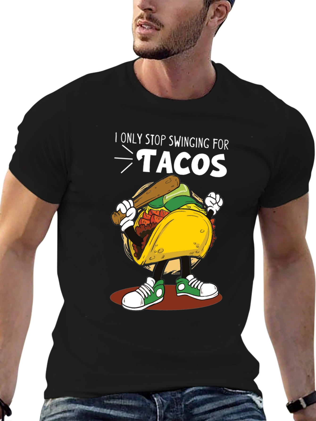 Tacos Baseball Swing T-Shirt Novelty Tee