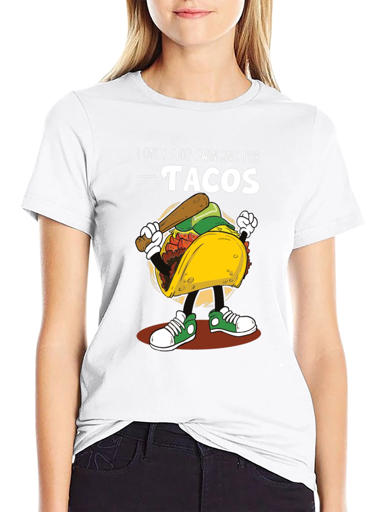 Tacos Baseball Swing T-Shirt Novelty Tee