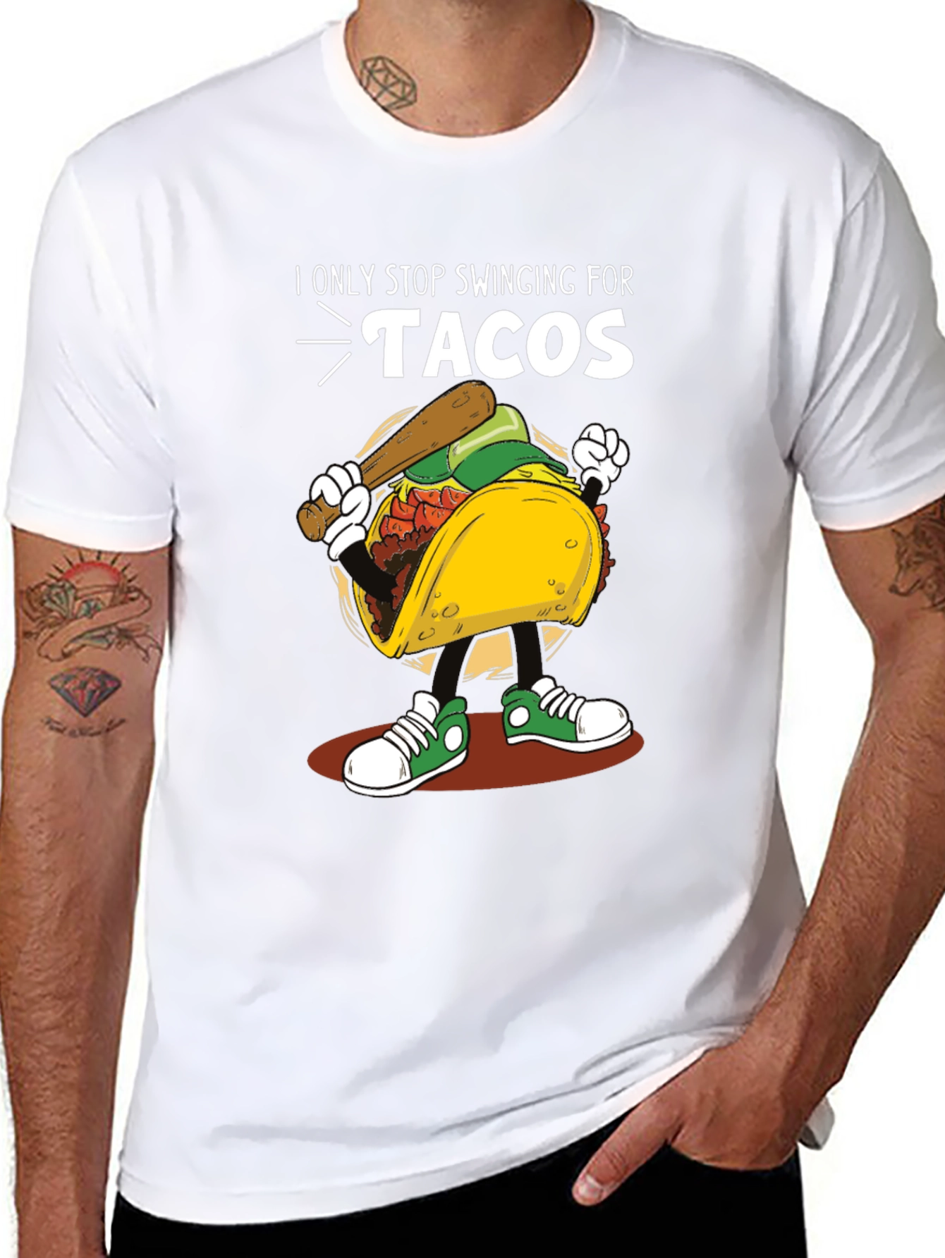 Tacos Baseball Swing T-Shirt Novelty Tee