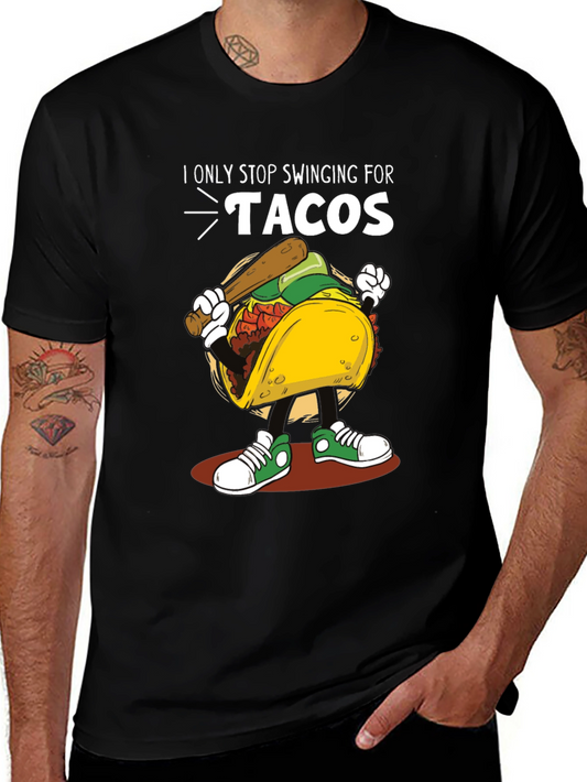 Tacos Baseball Swing T-Shirt Novelty Tee