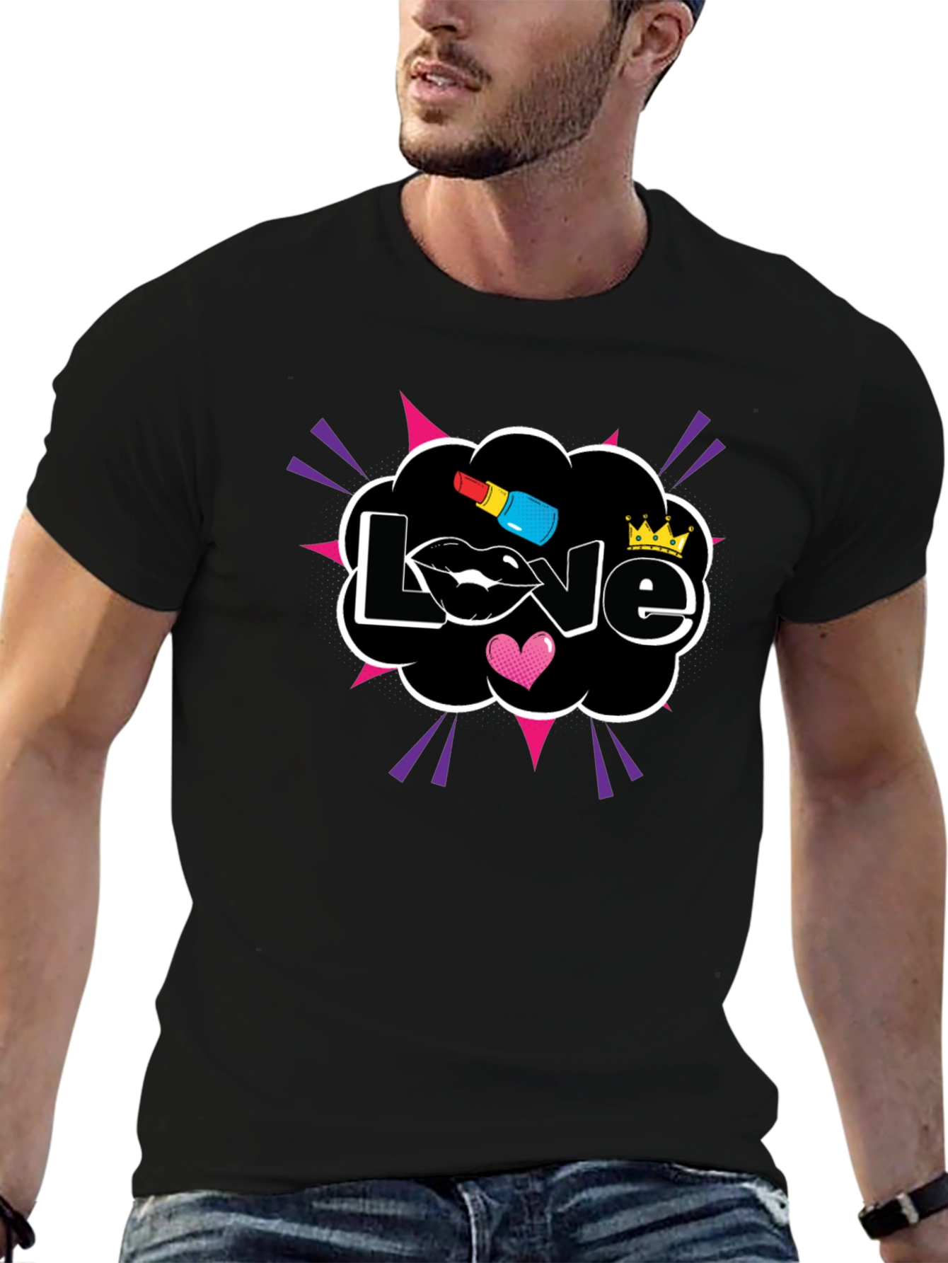 Love Graphic Print T-Shirt Black