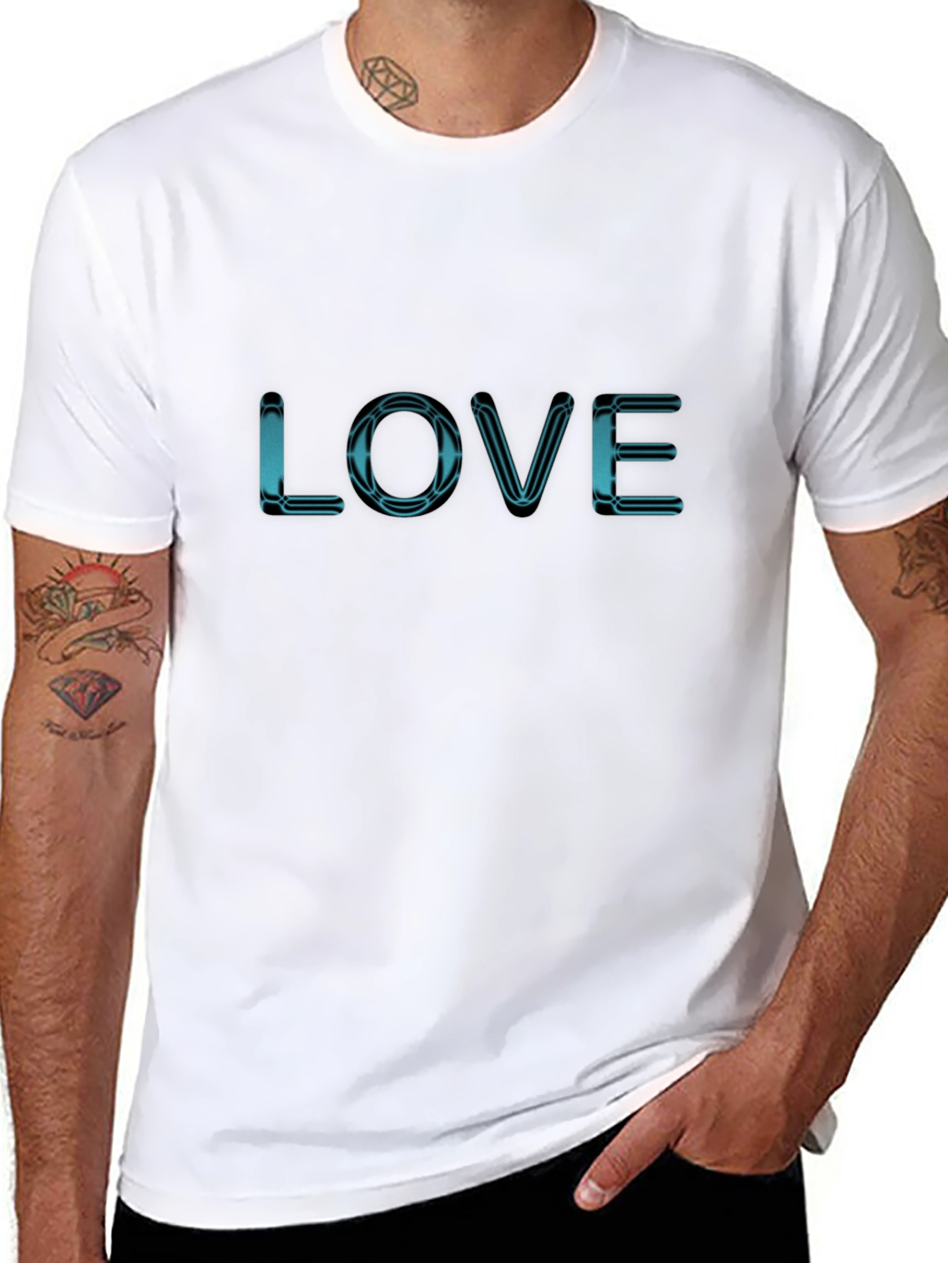 Mens Black T-shirt - Love Design