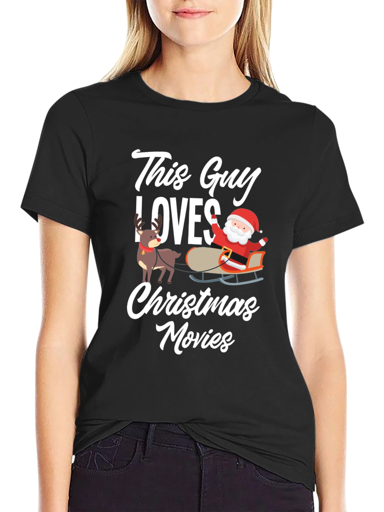 Christmas Movies Graphic Tee - This Guy Loves Santa!