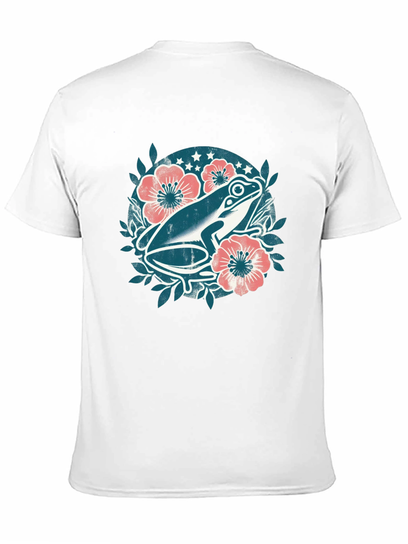 Frog Floral Graphic Tee - Black Cotton T-Shirt
