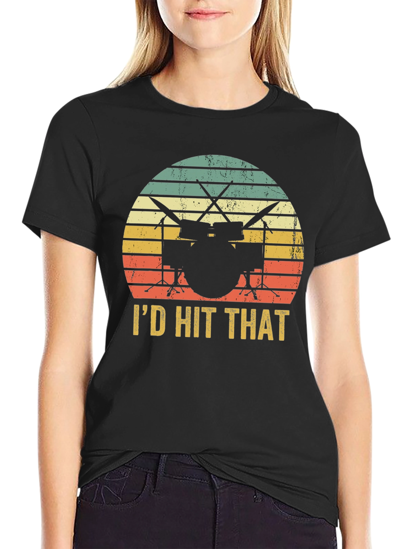 Id Hit That Drum Set Black T-Shirt