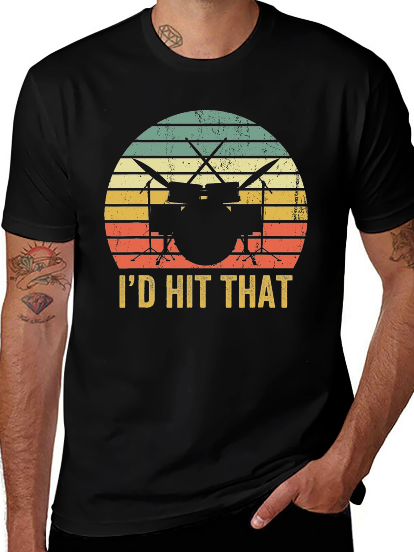 Id Hit That Drum Set Black T-Shirt