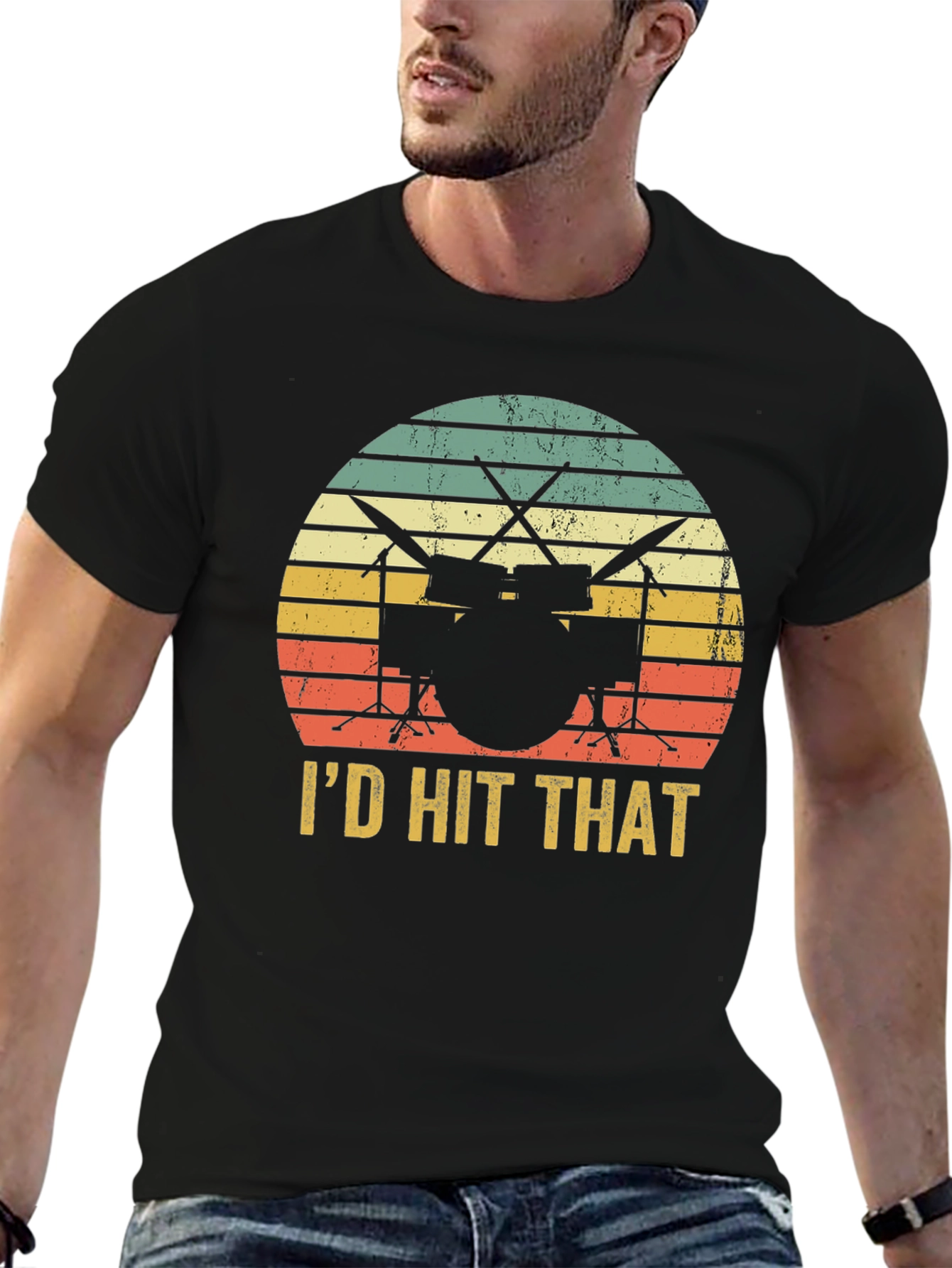 Id Hit That Drum Set Black T-Shirt