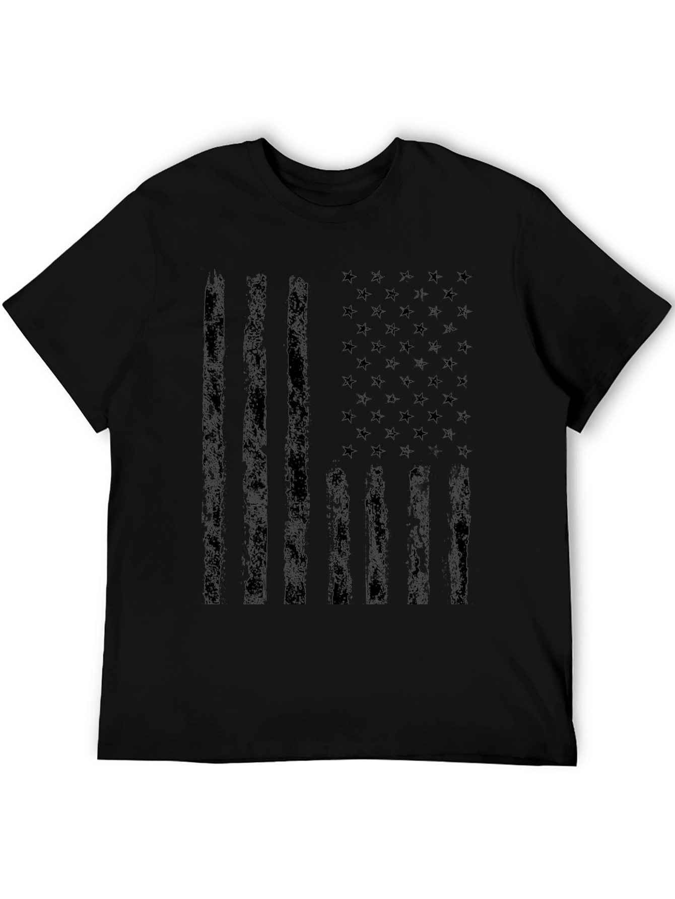 Distressed Black American Flag Graphic Tee