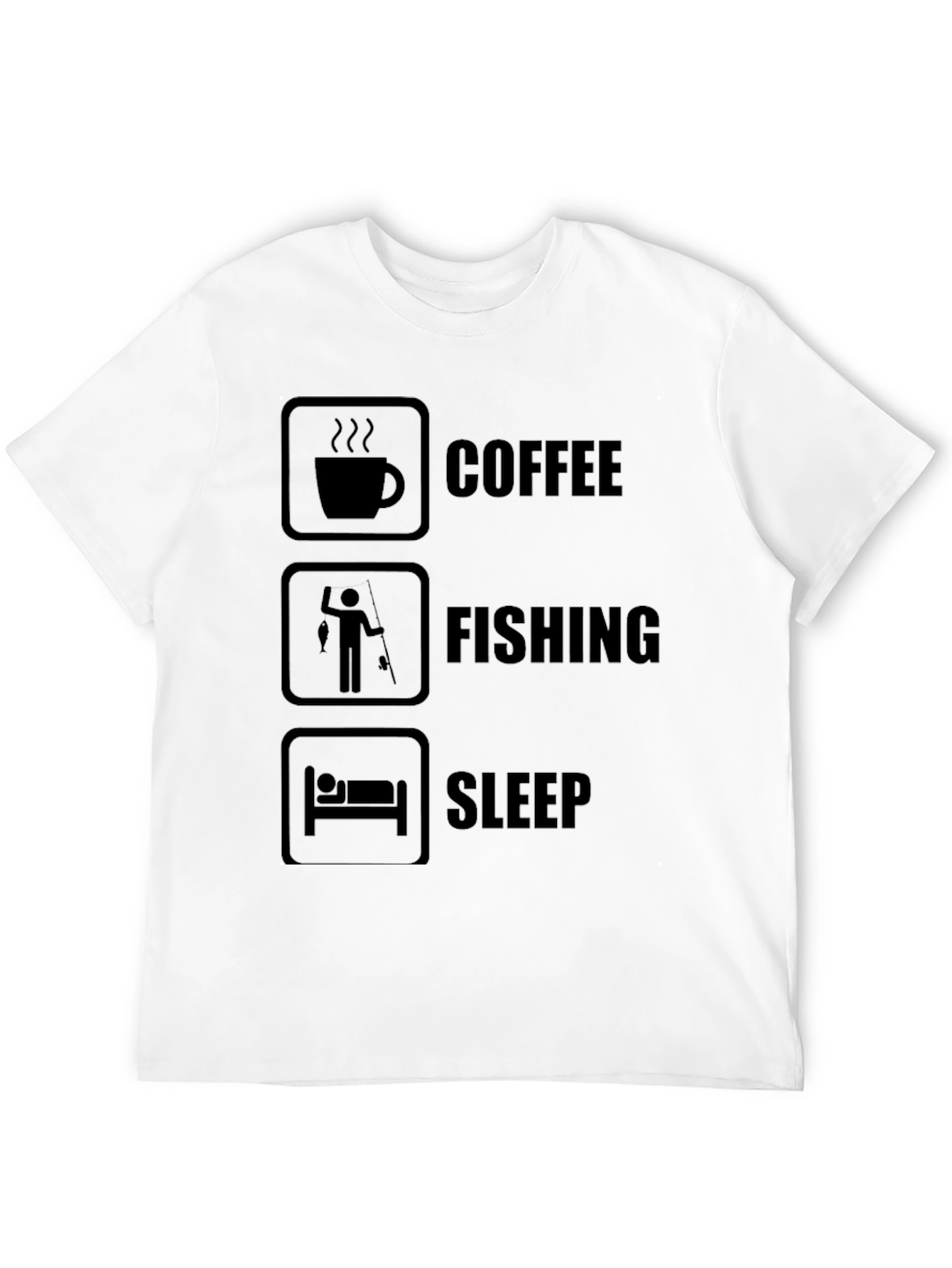 Coffee Fishing Sleep Graphic Tee - Black
