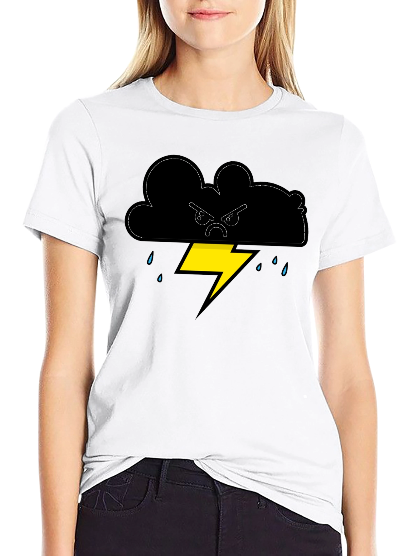Angry Cloud Lightning Bolt Graphic Tee