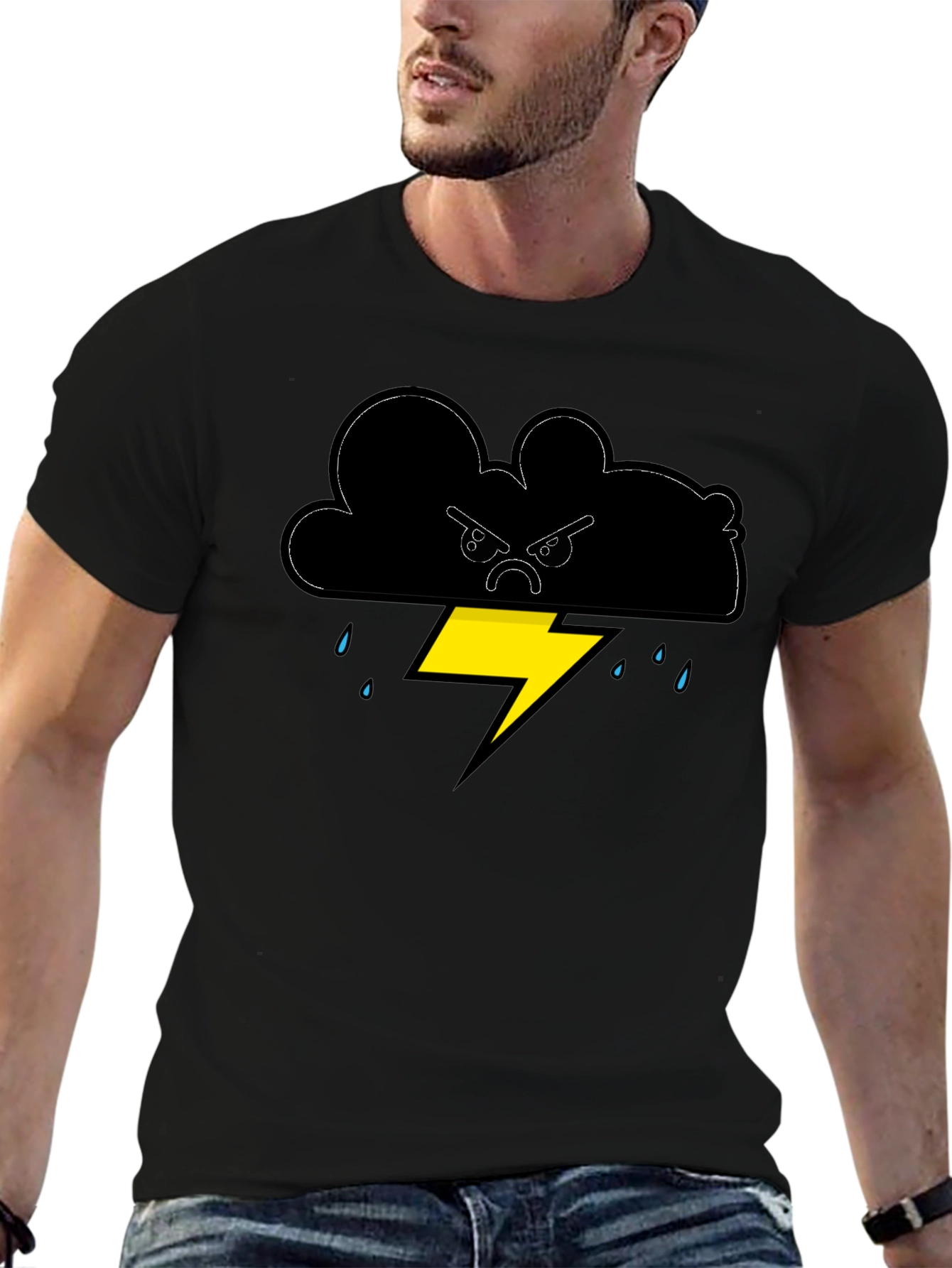 Angry Cloud Lightning Bolt Graphic Tee
