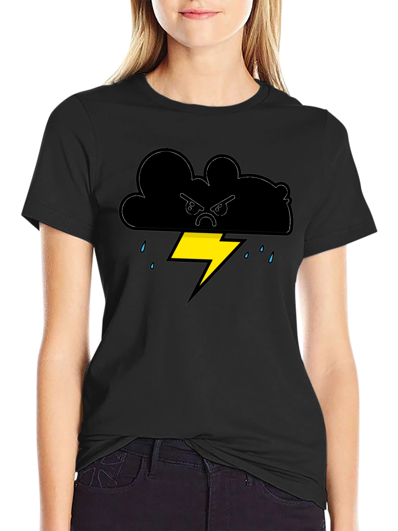 Angry Cloud Lightning Bolt Graphic Tee