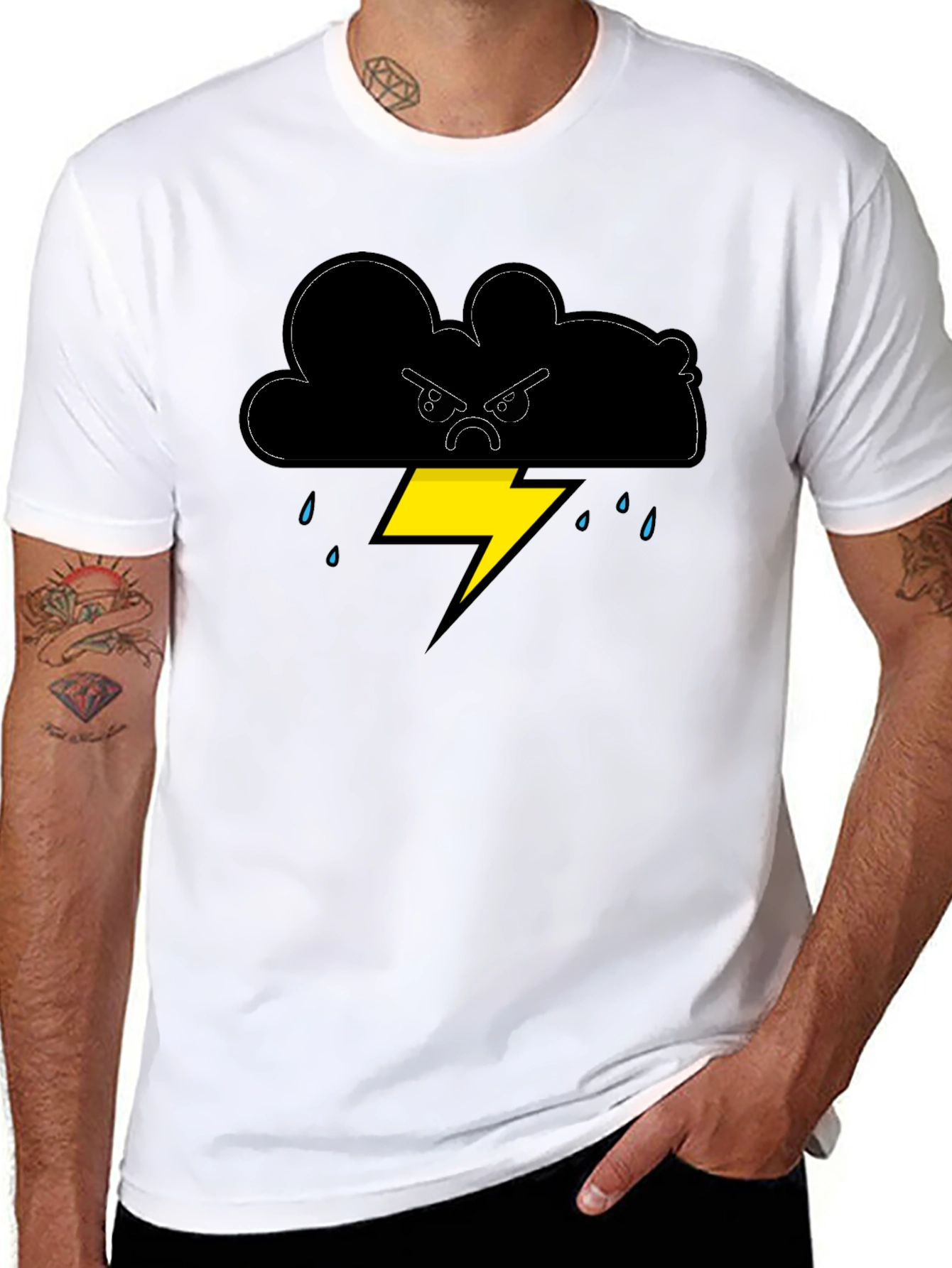 Angry Cloud Lightning Bolt Graphic Tee