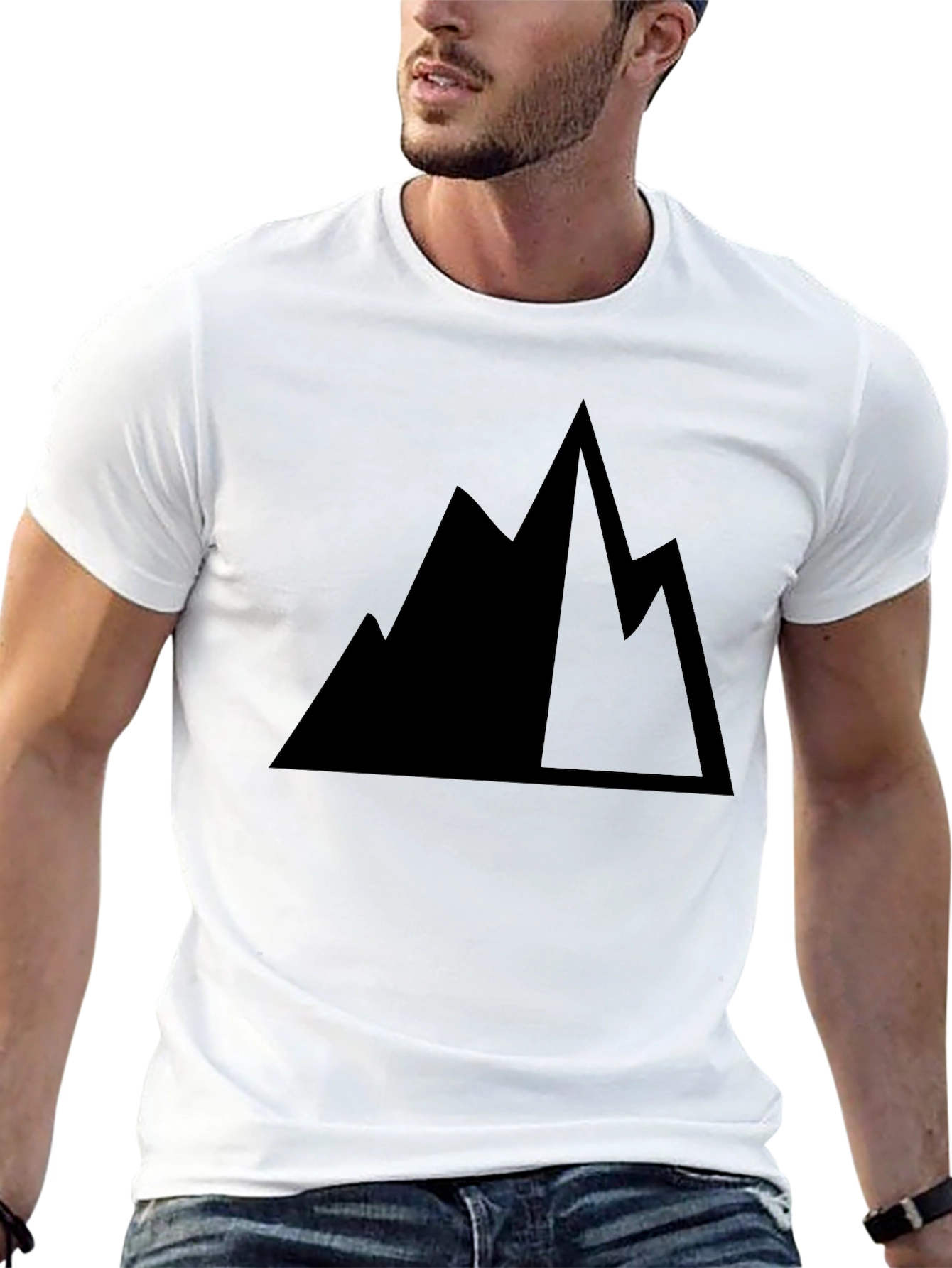 Mountain Peak Graphic Tee - Classic Black Cotton T-Shirt