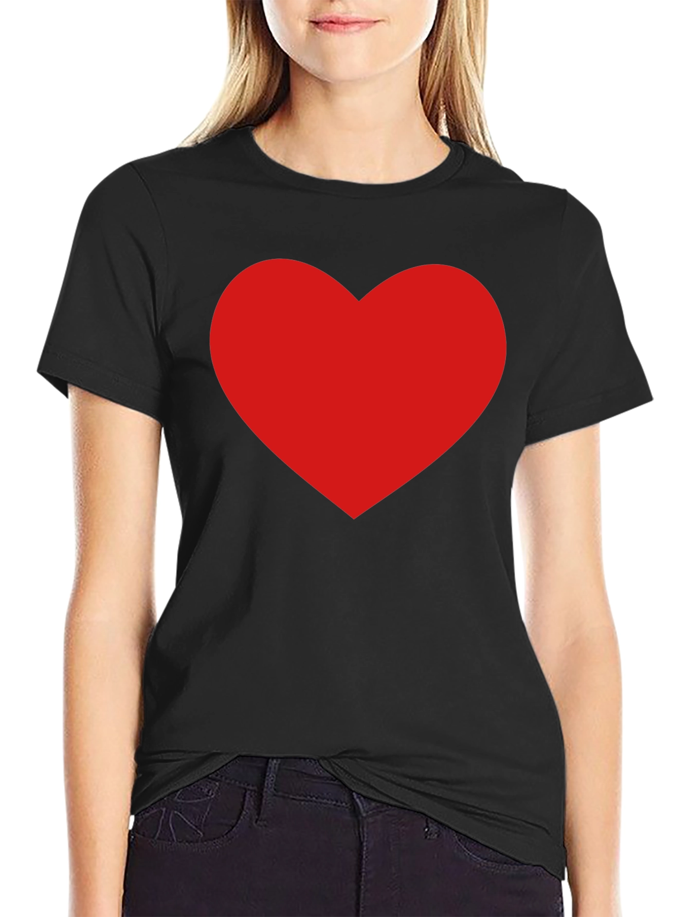 Red Heart Graphic Black T-Shirt