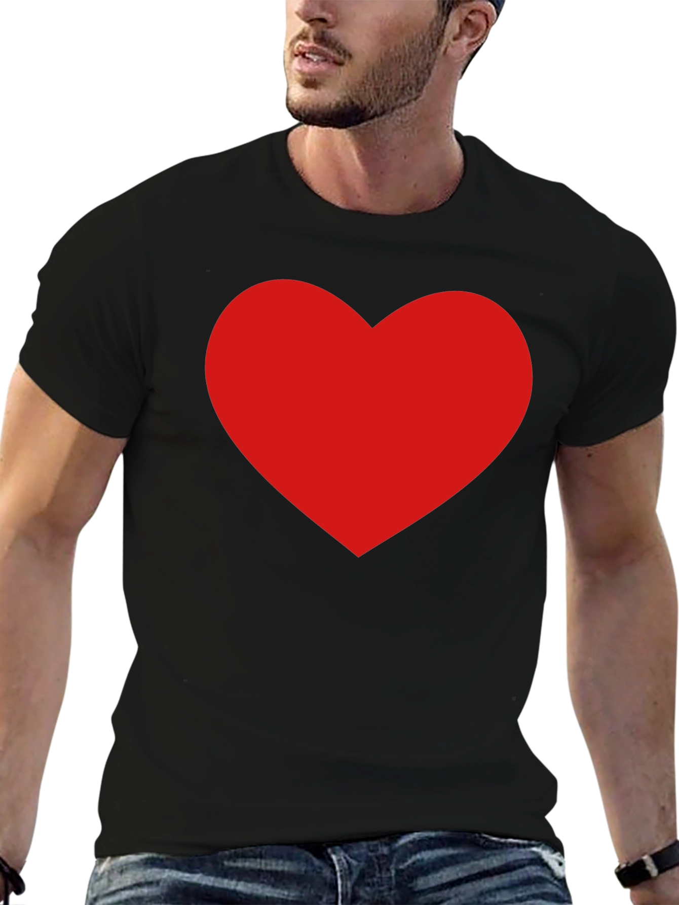 Red Heart Graphic Black T-Shirt