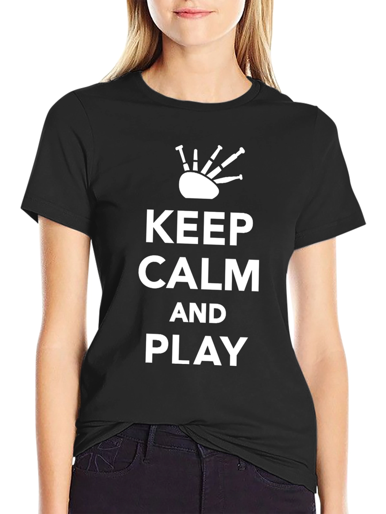 Keep Calm and Play Bagpipes - Black T-Shirt