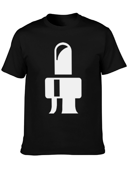 Modern Graphic Tee - Abstract White Design on Black