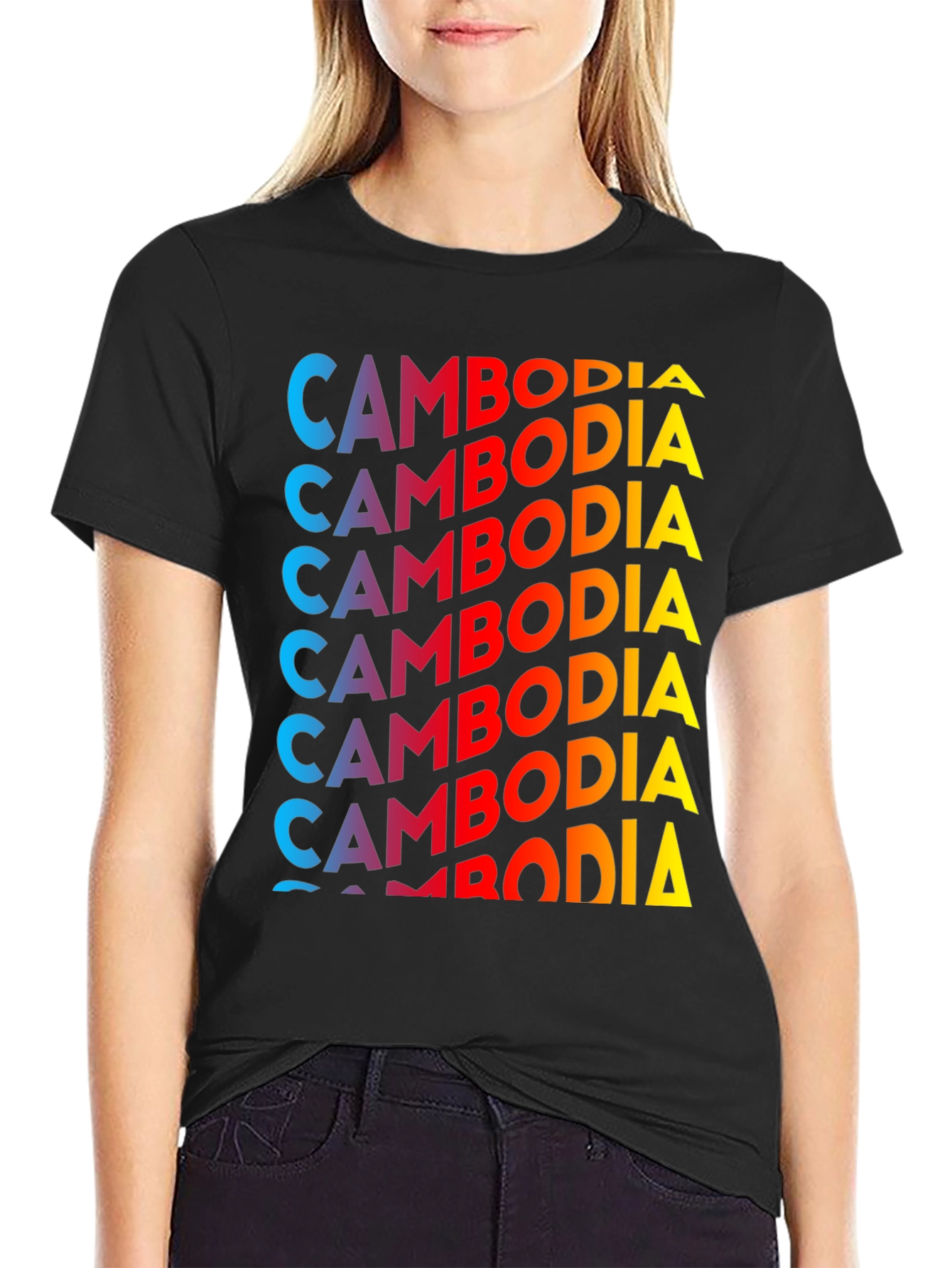 Cambodia Graphic Print T-Shirt - Black