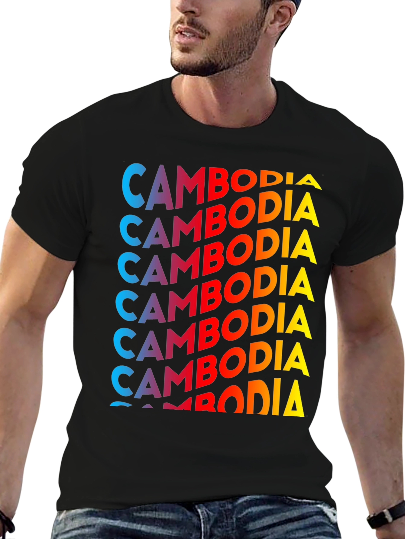 Cambodia Graphic Print T-Shirt - Black