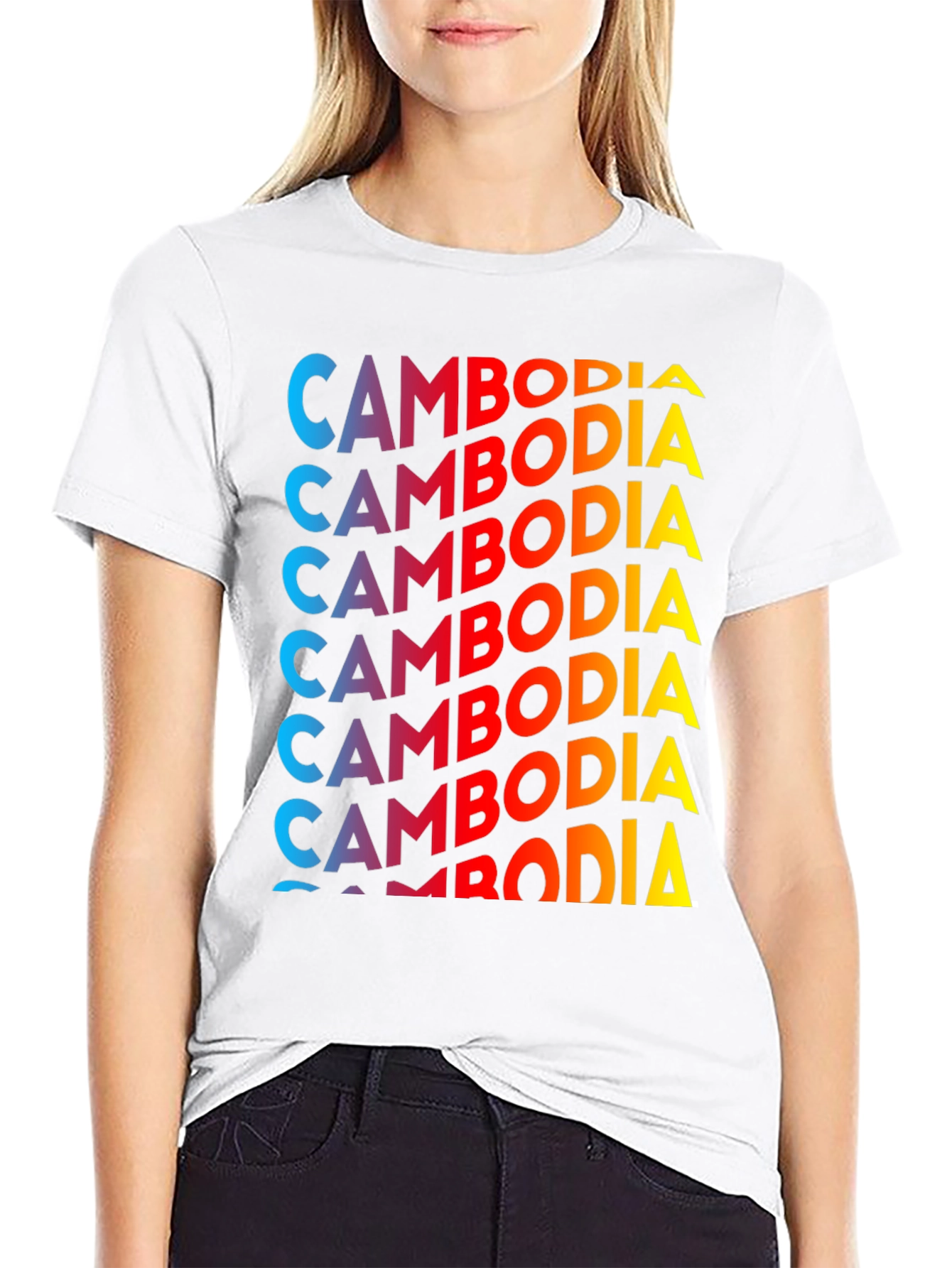 Cambodia Graphic Print T-Shirt - Black