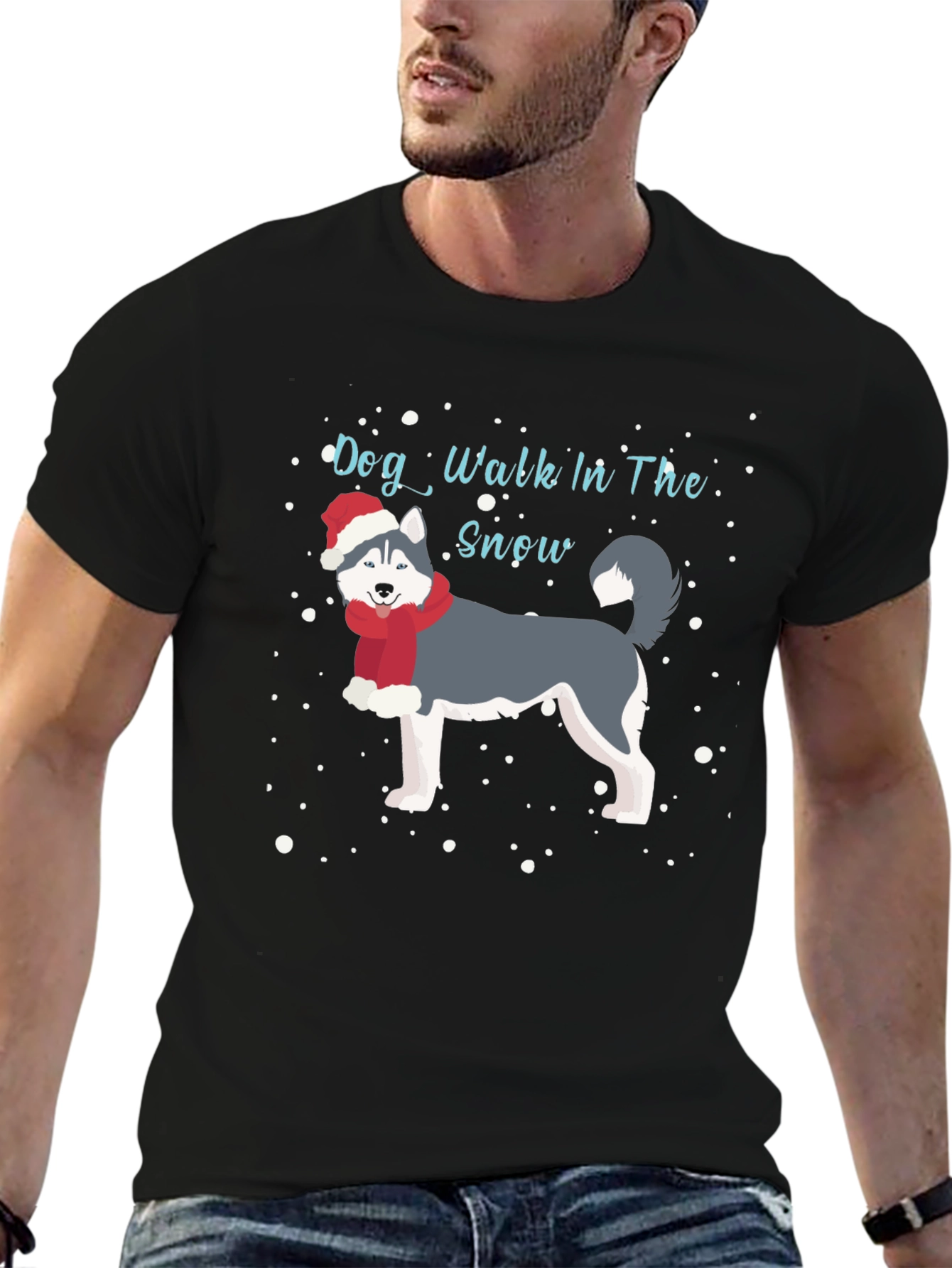 Dog Walk In The Snow Graphic Tee