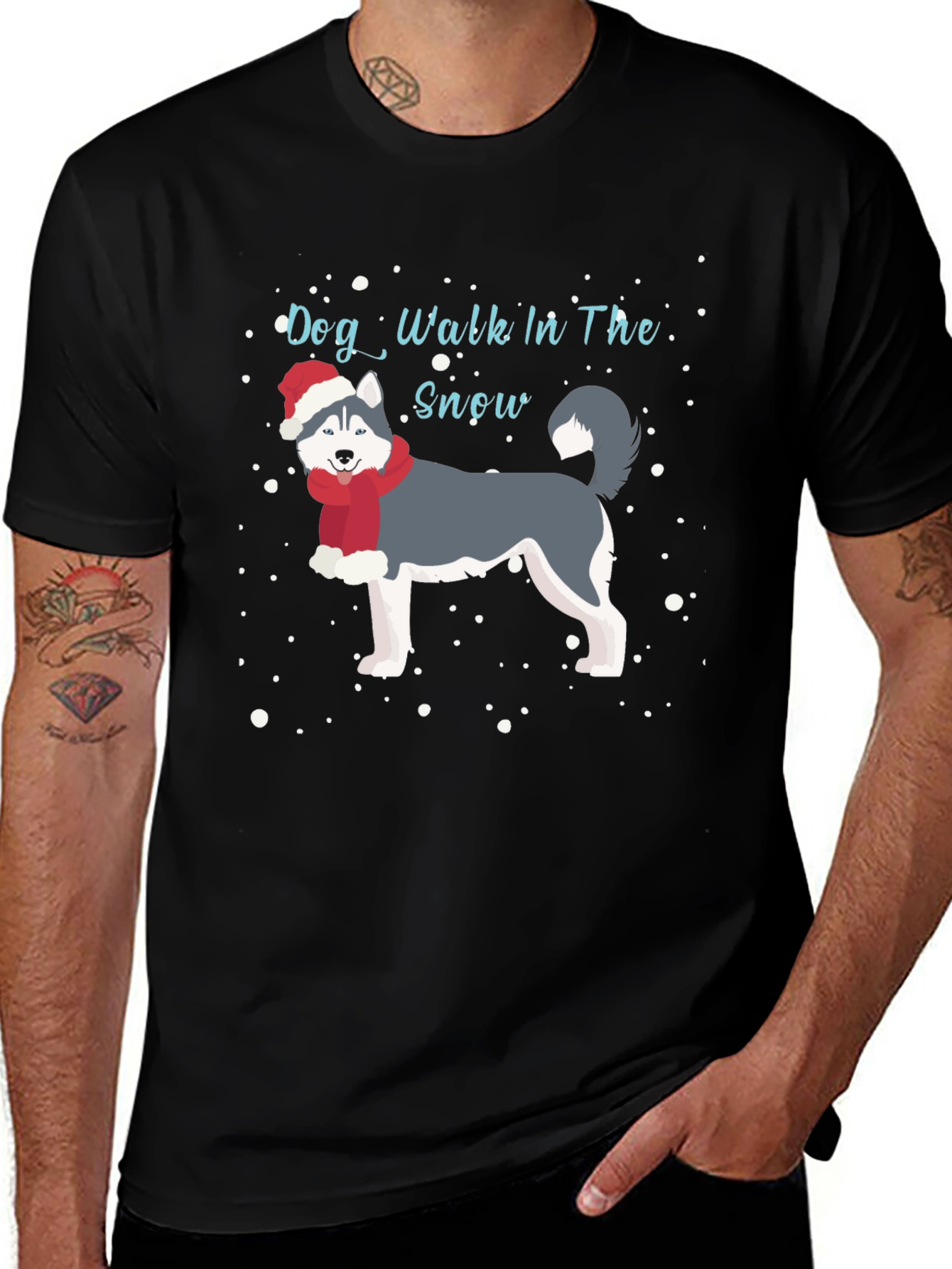 Dog Walk In The Snow Graphic Tee