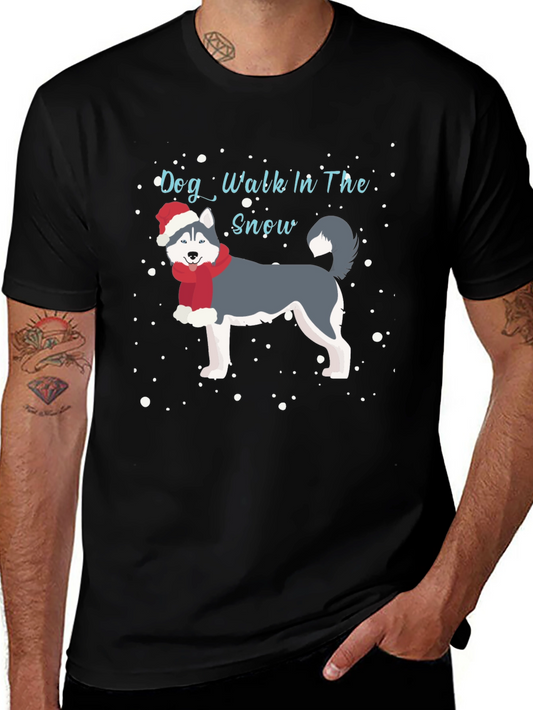 Dog Walk In The Snow Graphic Tee