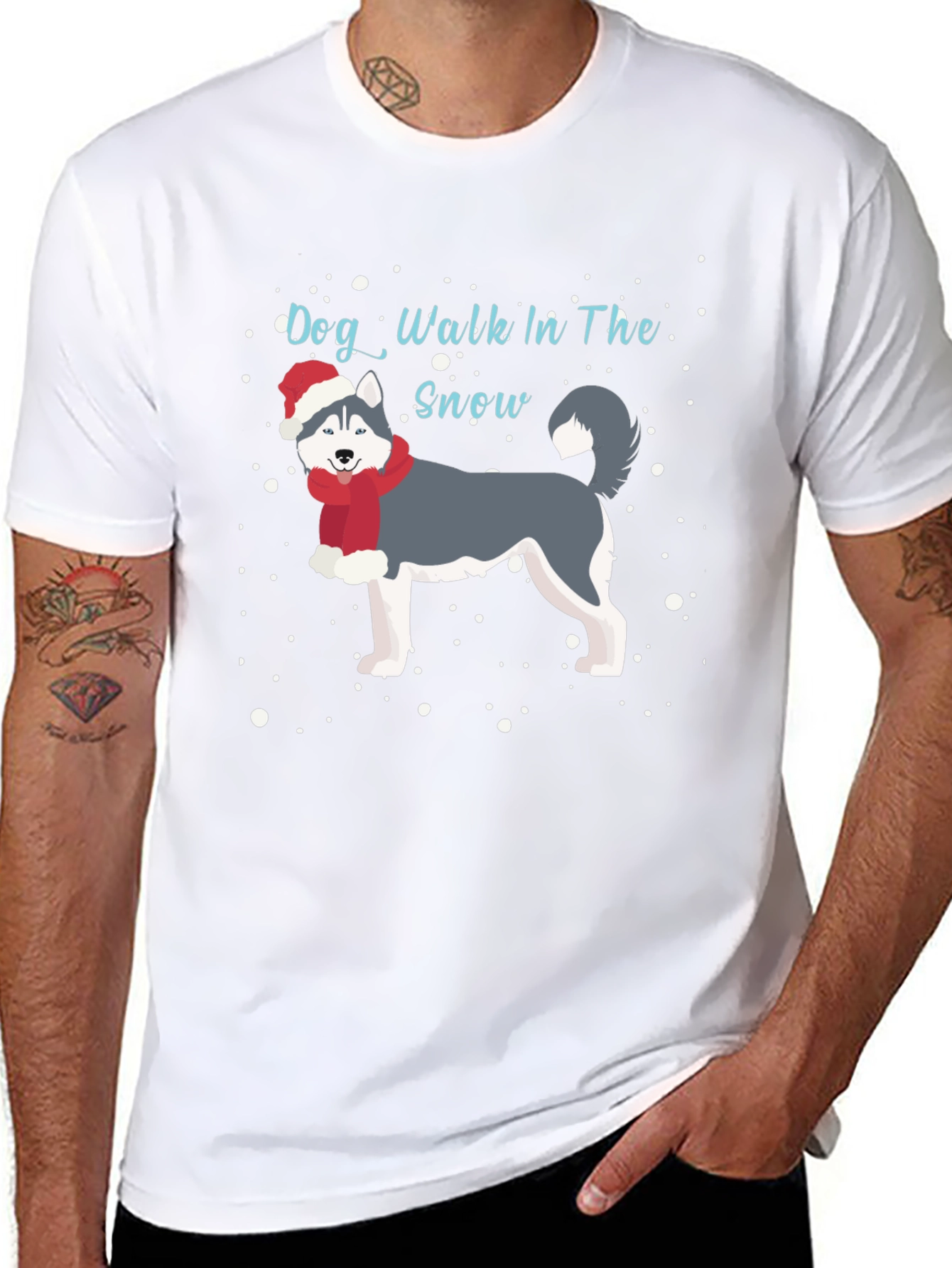 Dog Walk In The Snow Graphic Tee