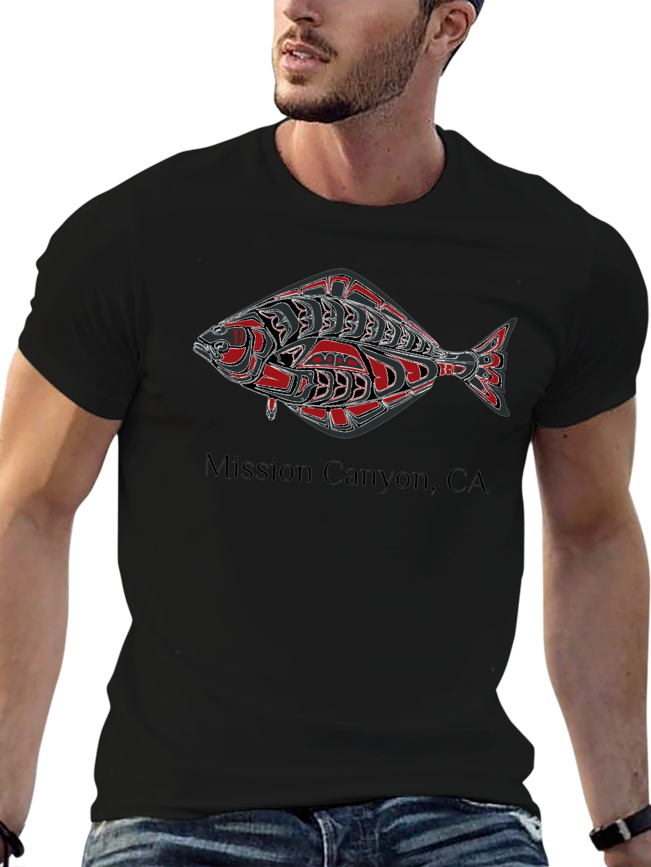 Mission Canyon Fish Graphic Black T-Shirt