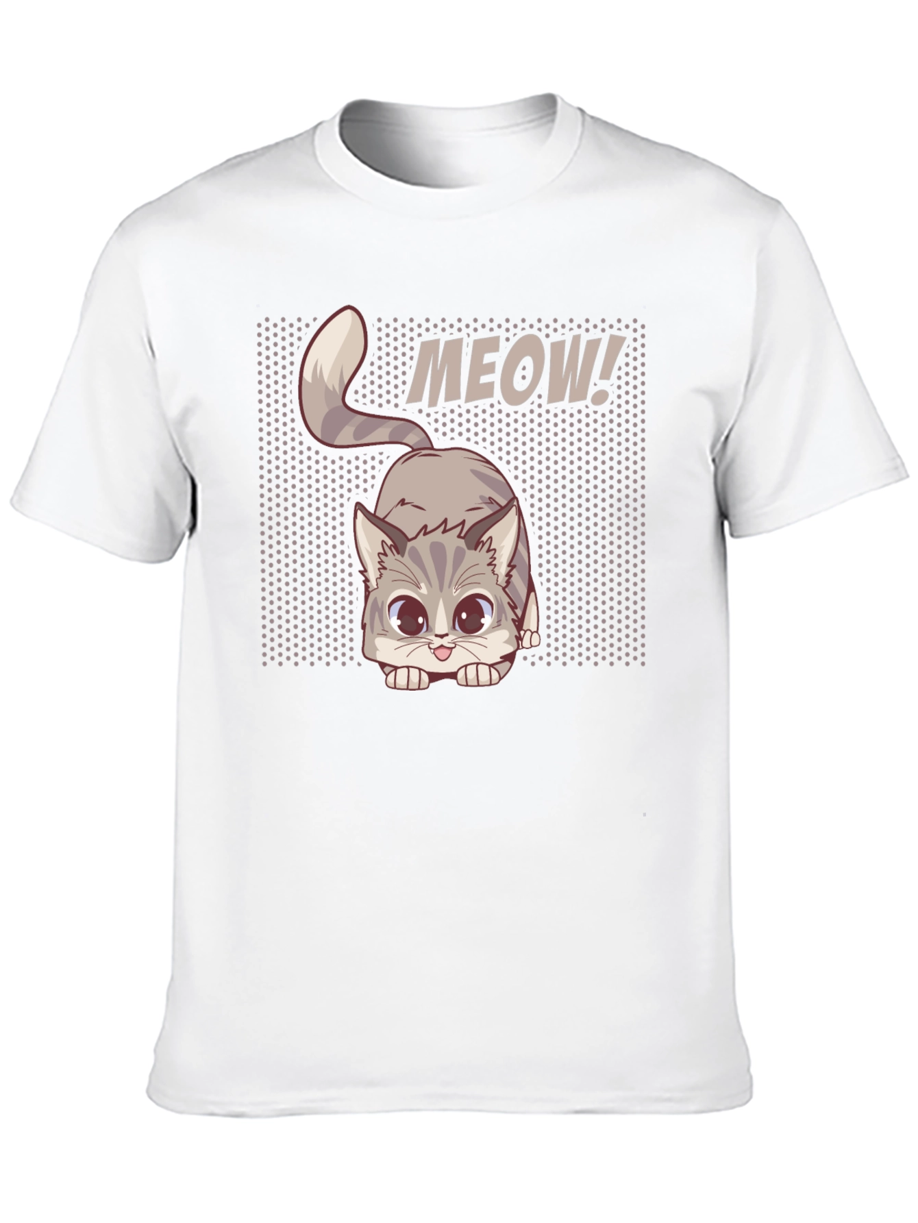 Cute MEOW Cat Graphic T-Shirt - Black