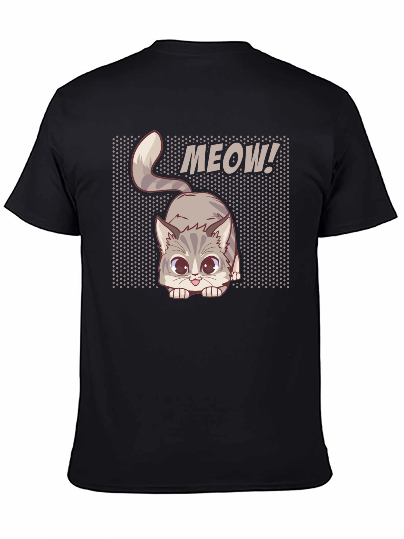 Cute MEOW Cat Graphic T-Shirt - Black