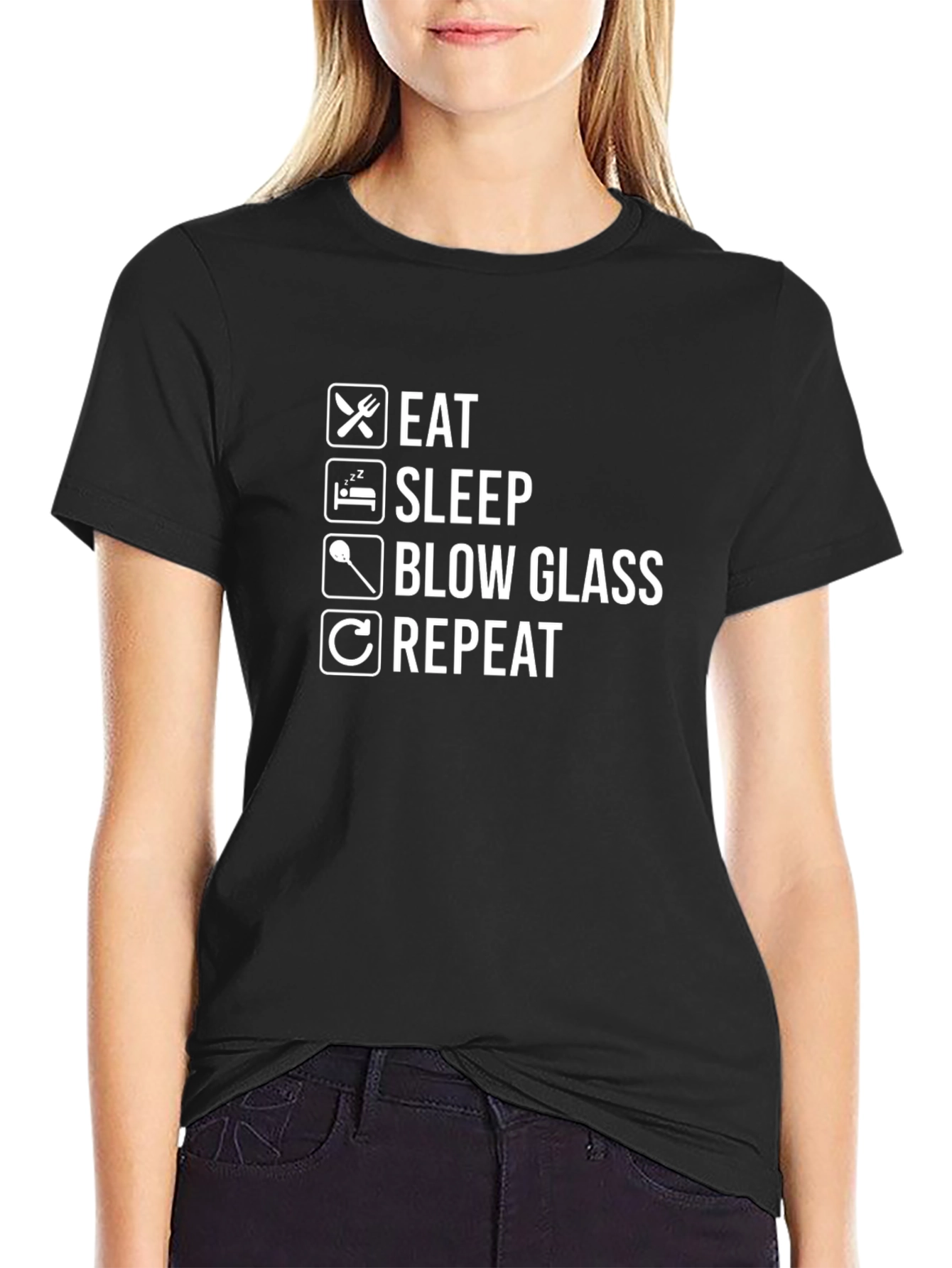 Eat Sleep Blow Glass Repeat Black T-Shirt