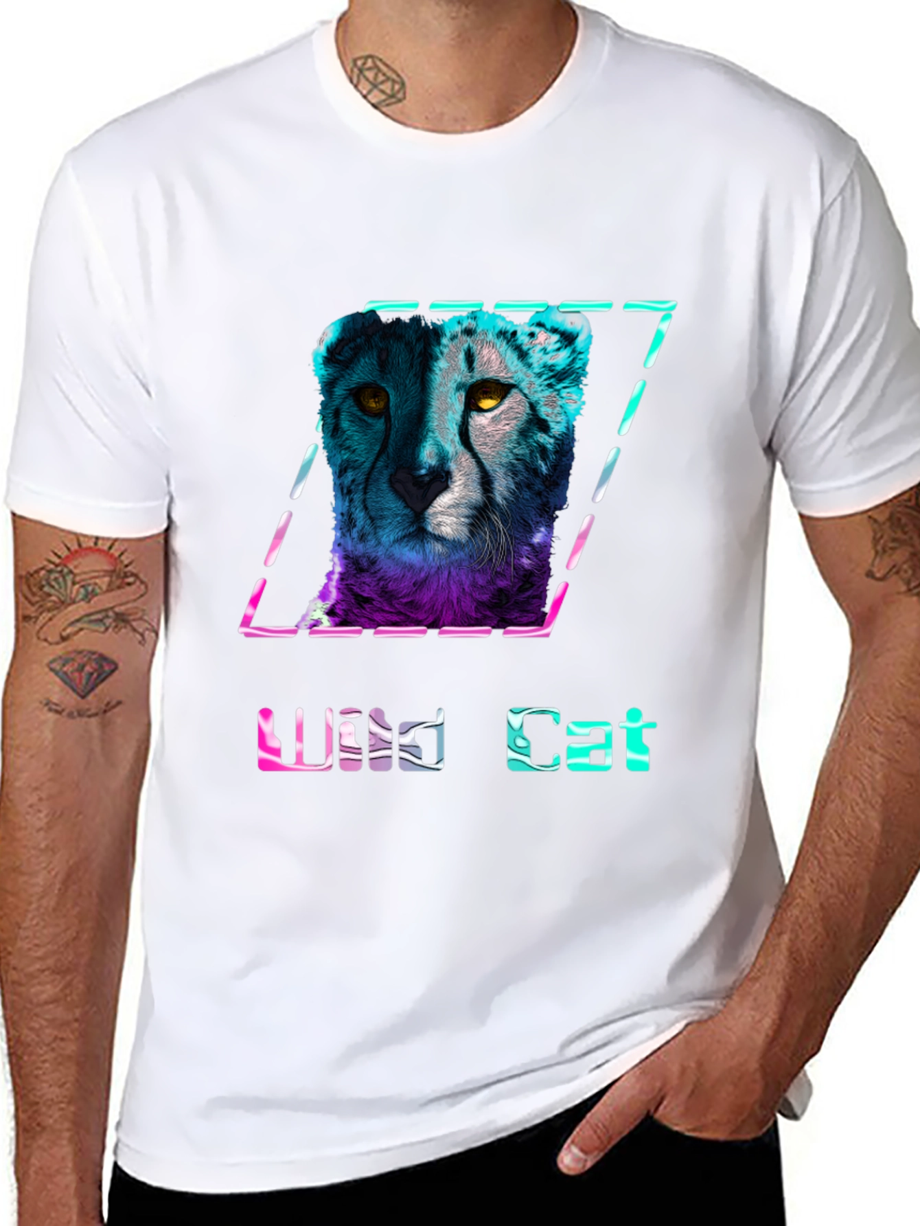 Wild Cat Graphic T-Shirt - Stylish Mens Tee