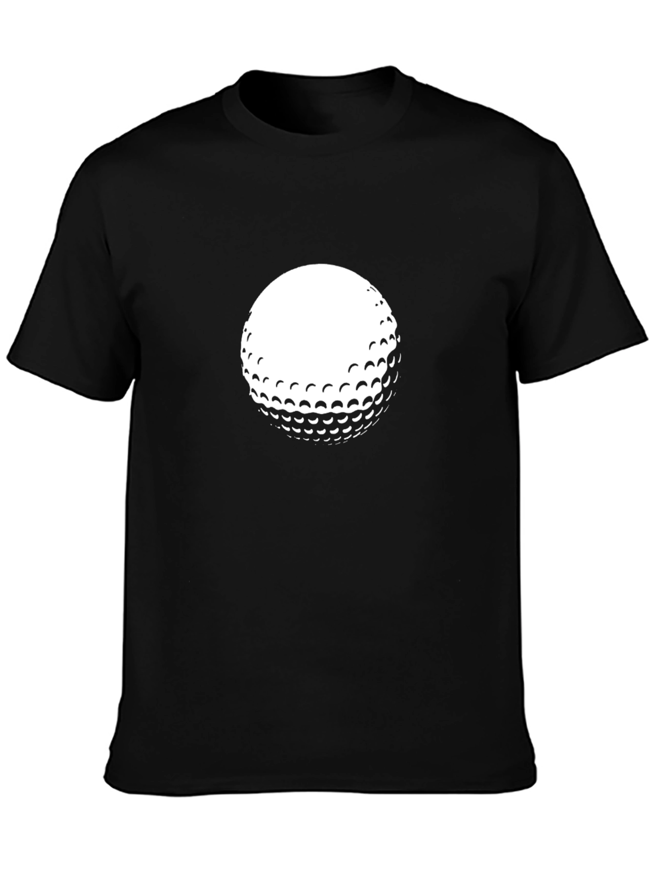 Golf Ball Graphic Tee - Black Cotton T-Shirt