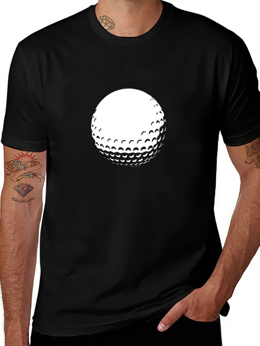 Golf Ball Graphic Tee - Black Cotton T-Shirt
